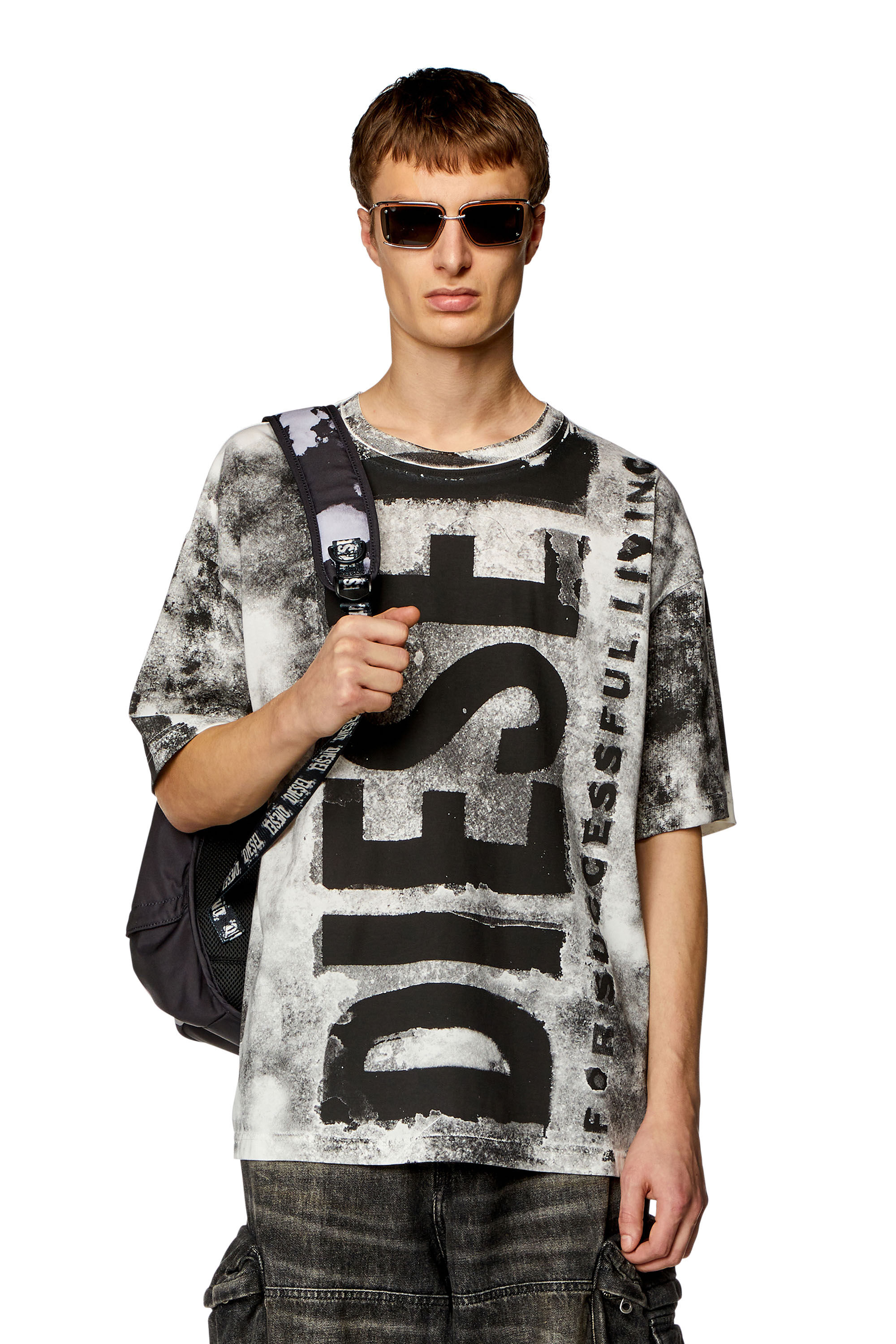 Diesel - T-BOXT-BISC, Man T-shirt with maxi bleeding logos in Multicolor - Image 1