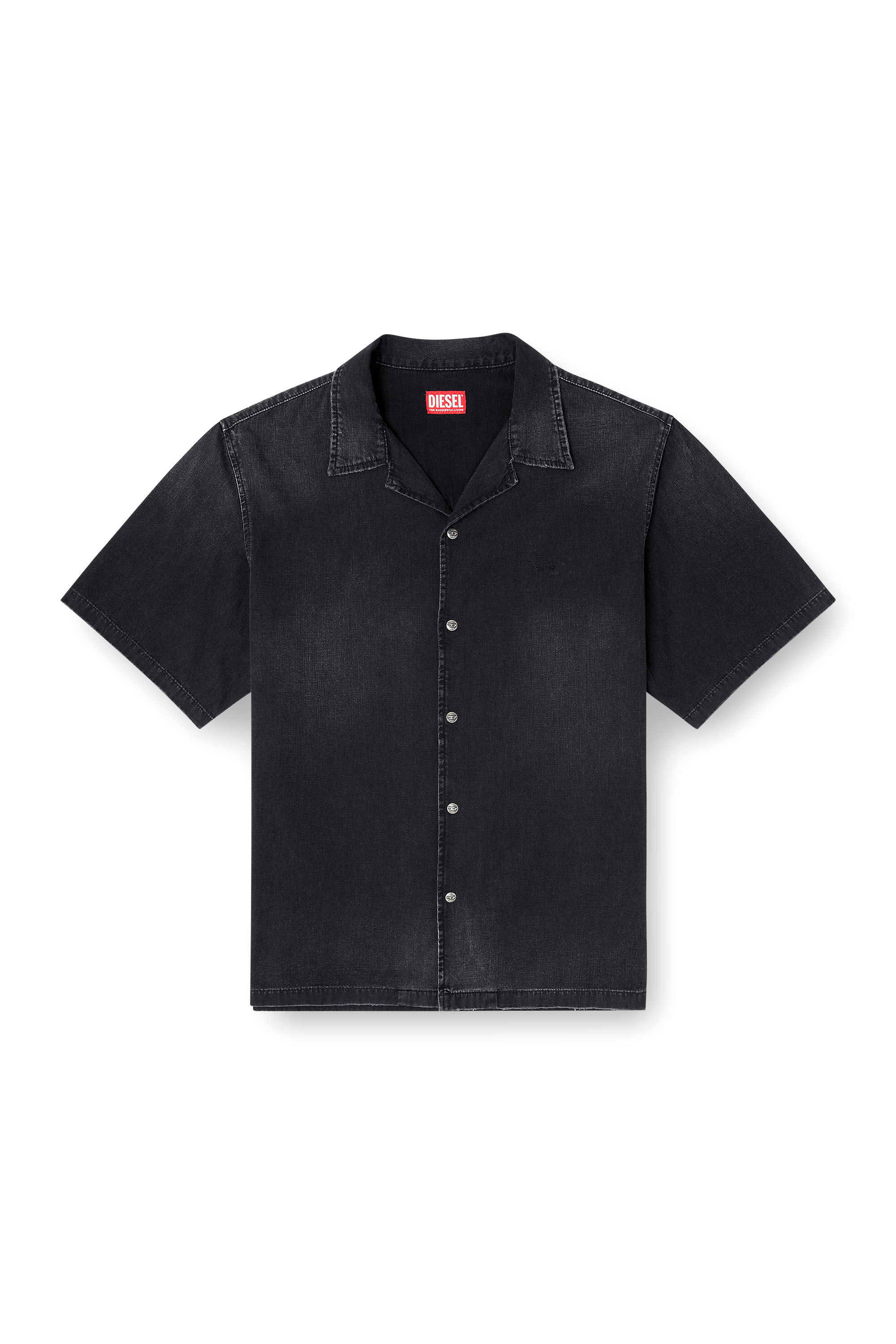Diesel - D-NABIL-D, Man's Denim short-sleeve shirt in Black - 2