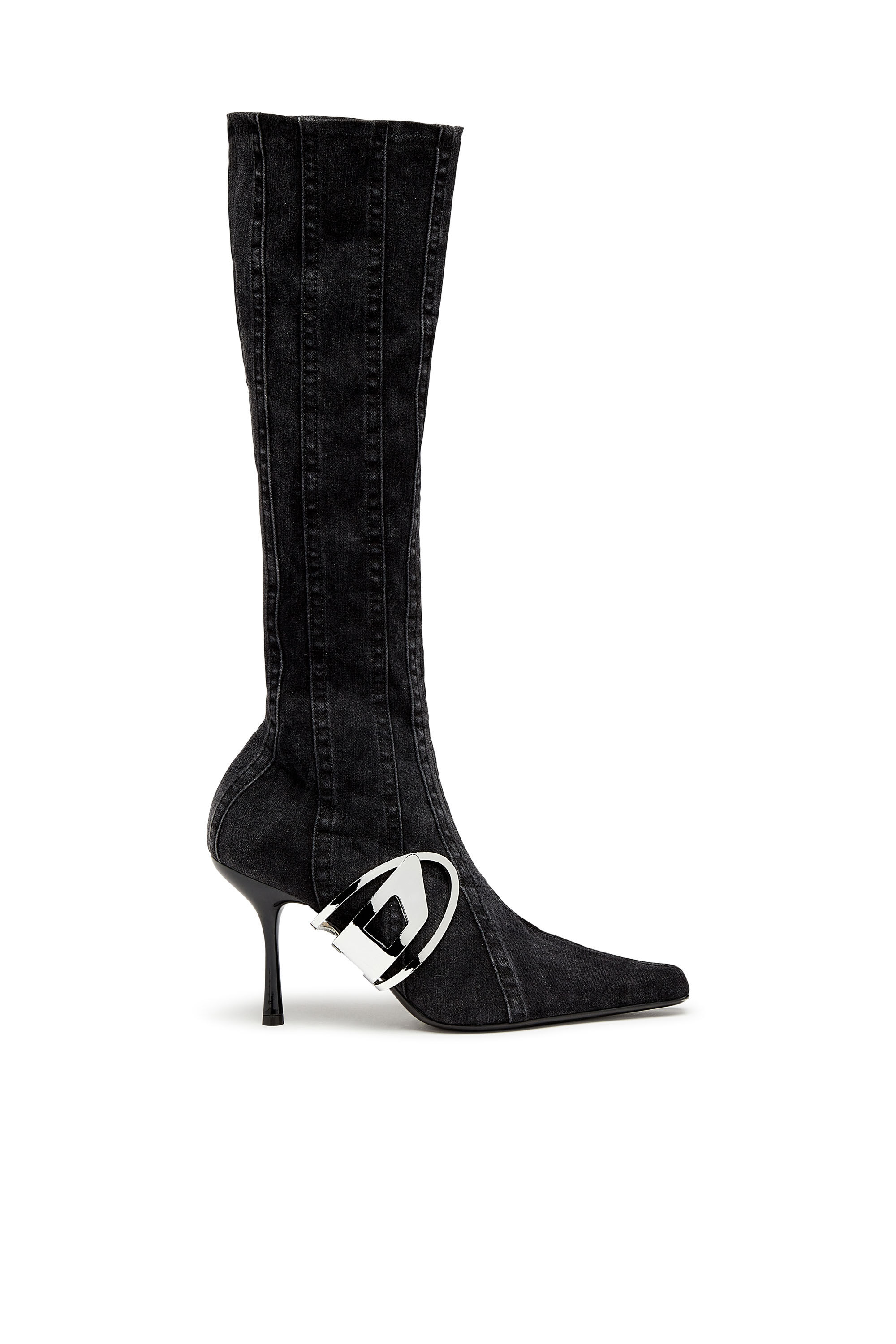 Diesel - D-ECLIPSE KBT, Woman D-Eclipse KBT - Knee-high boots in stretch denim in Black - Image 1