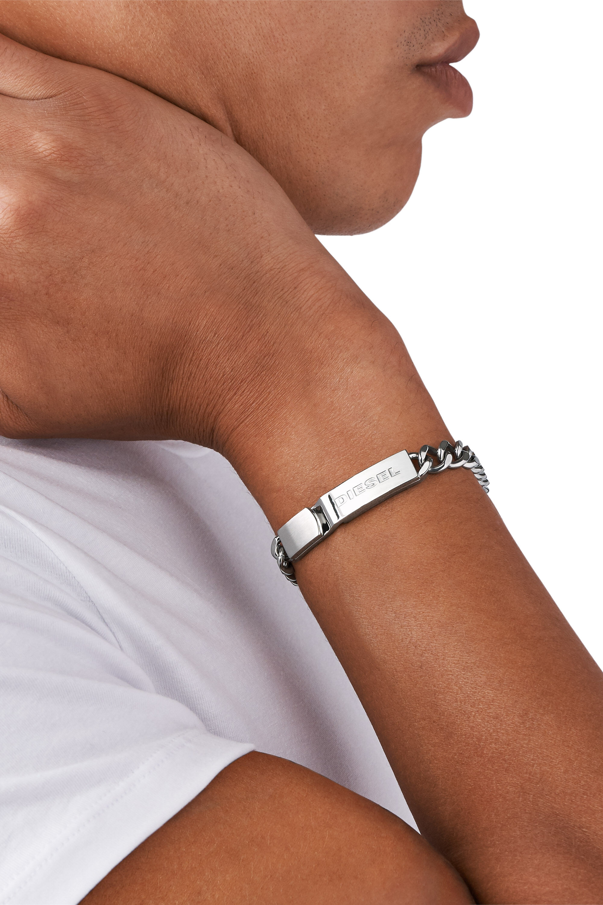 Stainless Steel Bracelet with tag Silver Diesel