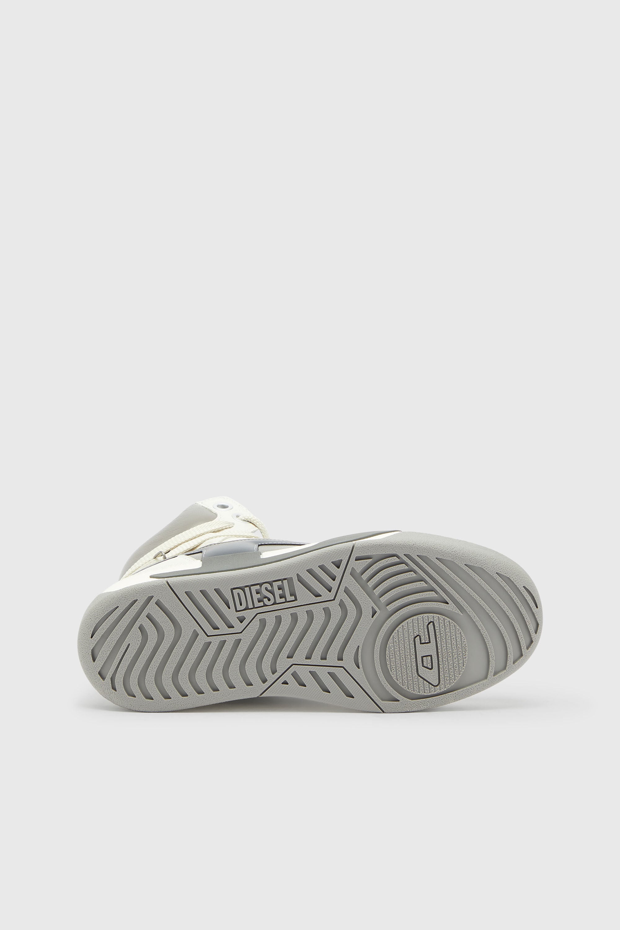 Diesel - S-D-OLLIE MID, Man's S-D-Ollie - High-top leather sneakers with D logo in White/Grey - 5
