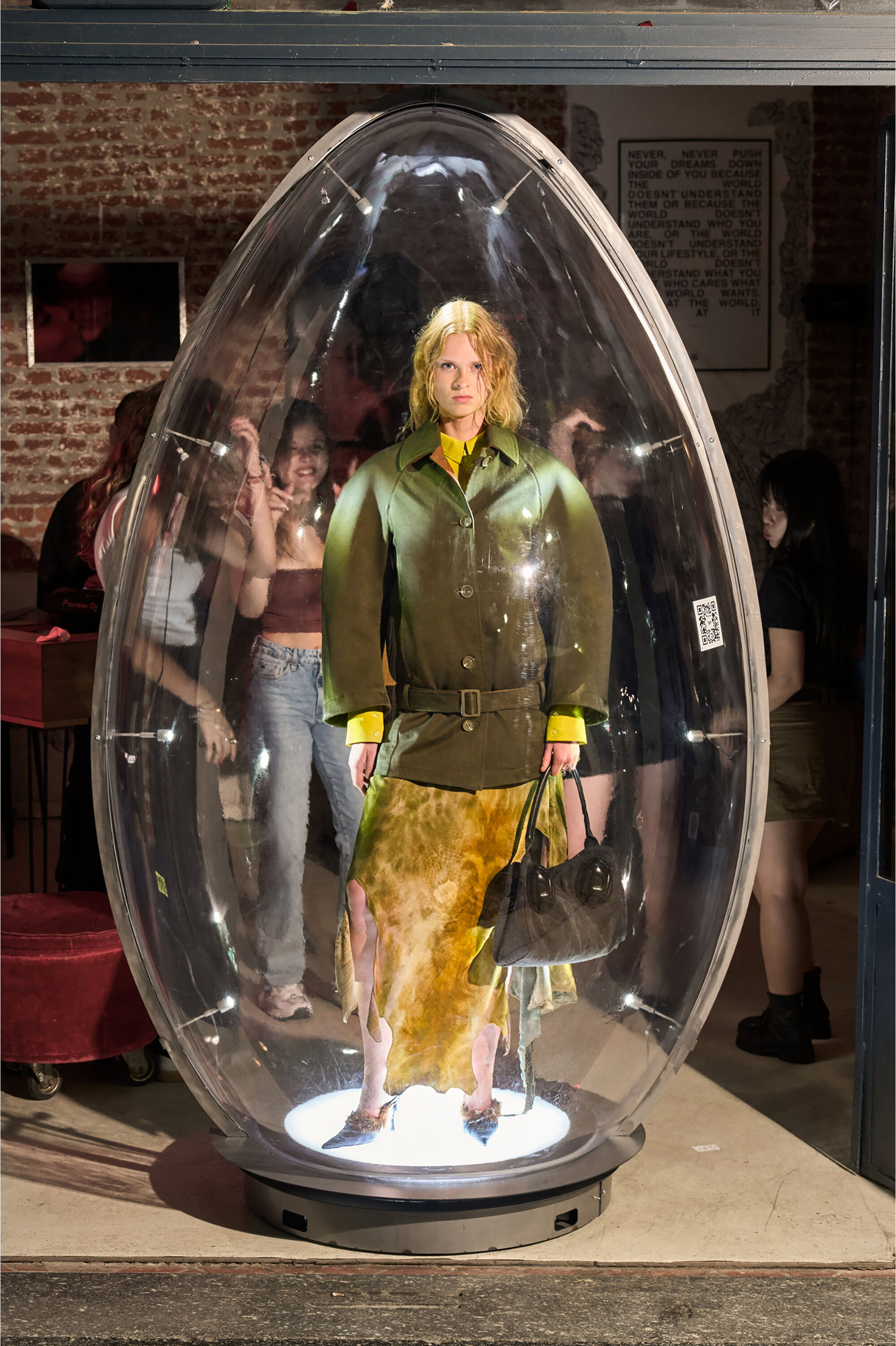 Diesel - O-TORN, Woman's Long asymmetrical skirt in printed satin in Brown/Green - 6