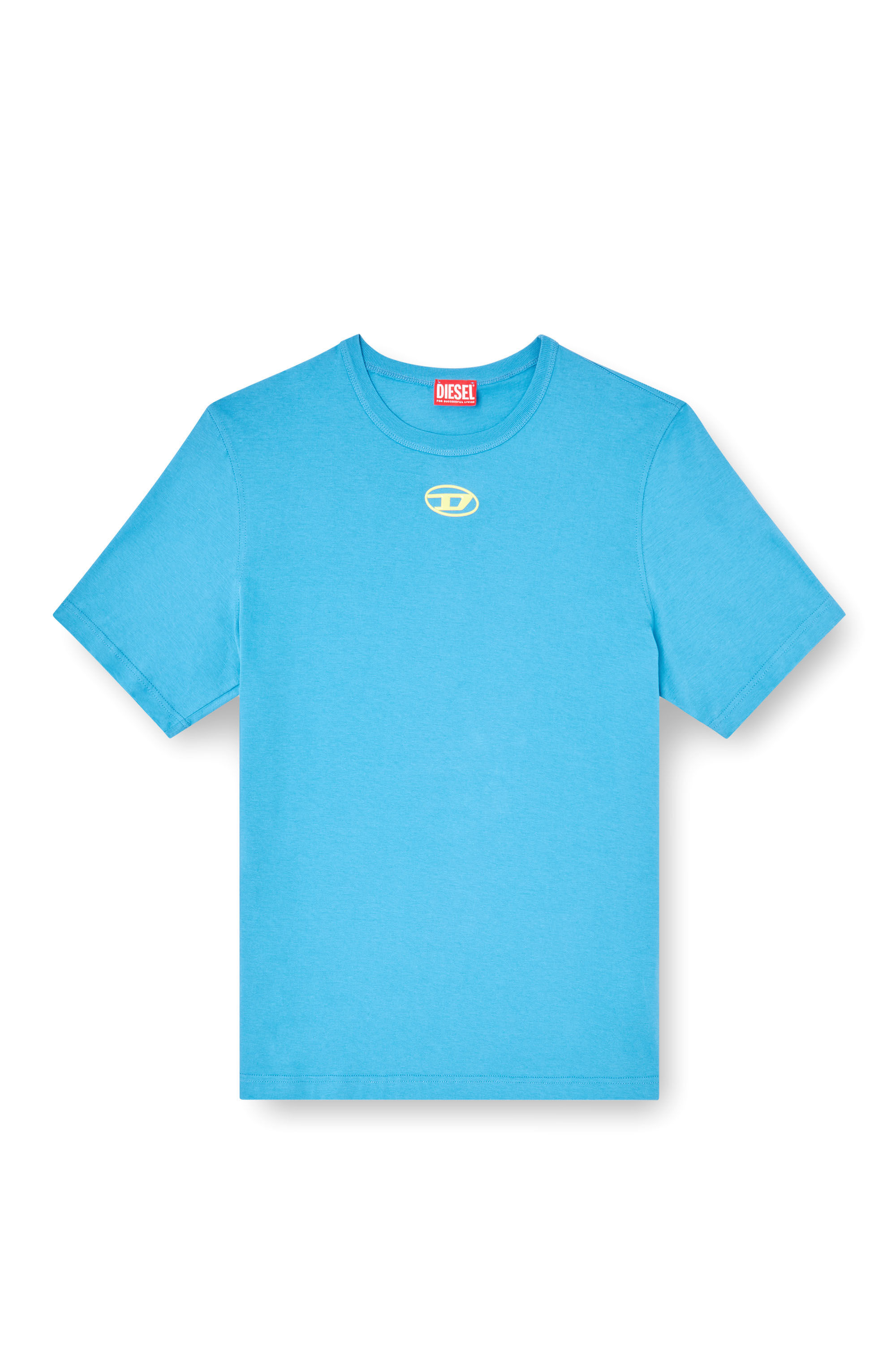 Diesel - T-ADJUST-OD, Man's T-shirt with metallic Oval D in Azure - 2