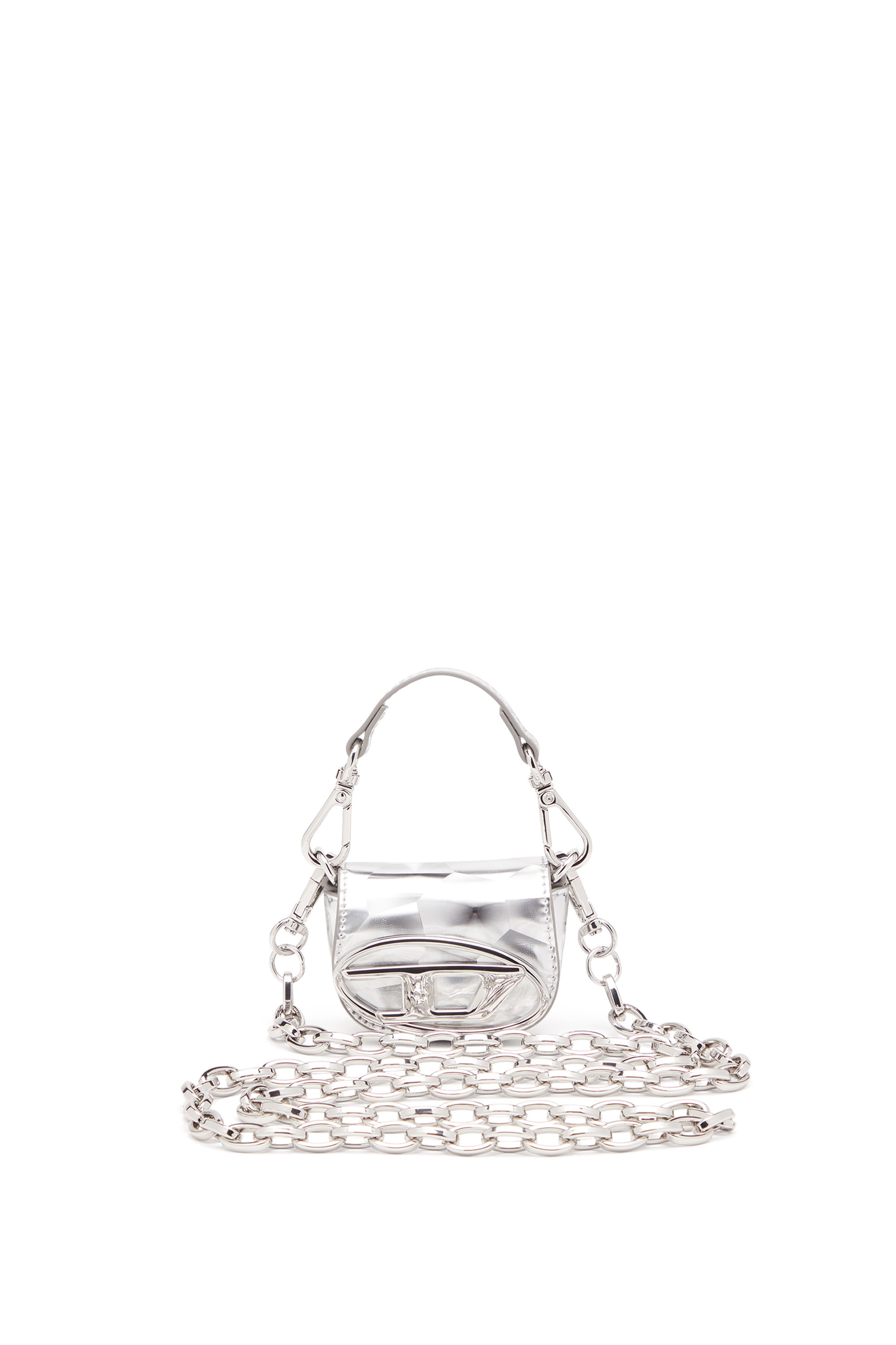 Diesel - 1DR XXS, Woman Iconic micro bag charm with mirror effect in Silver - Image 1
