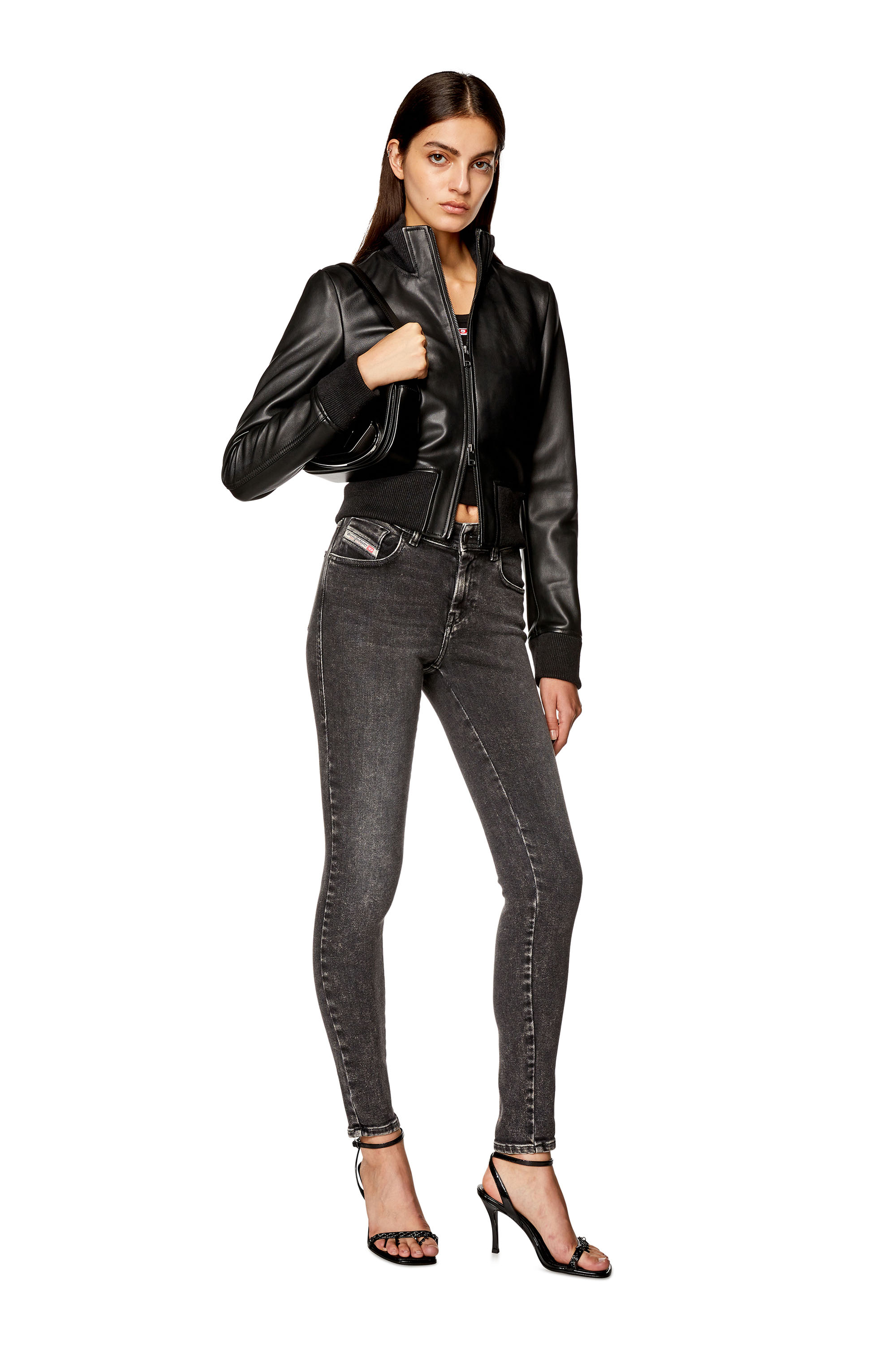 Diesel - L-HUNG, Woman Bomber jacket in waxed leather in Black - Image 2