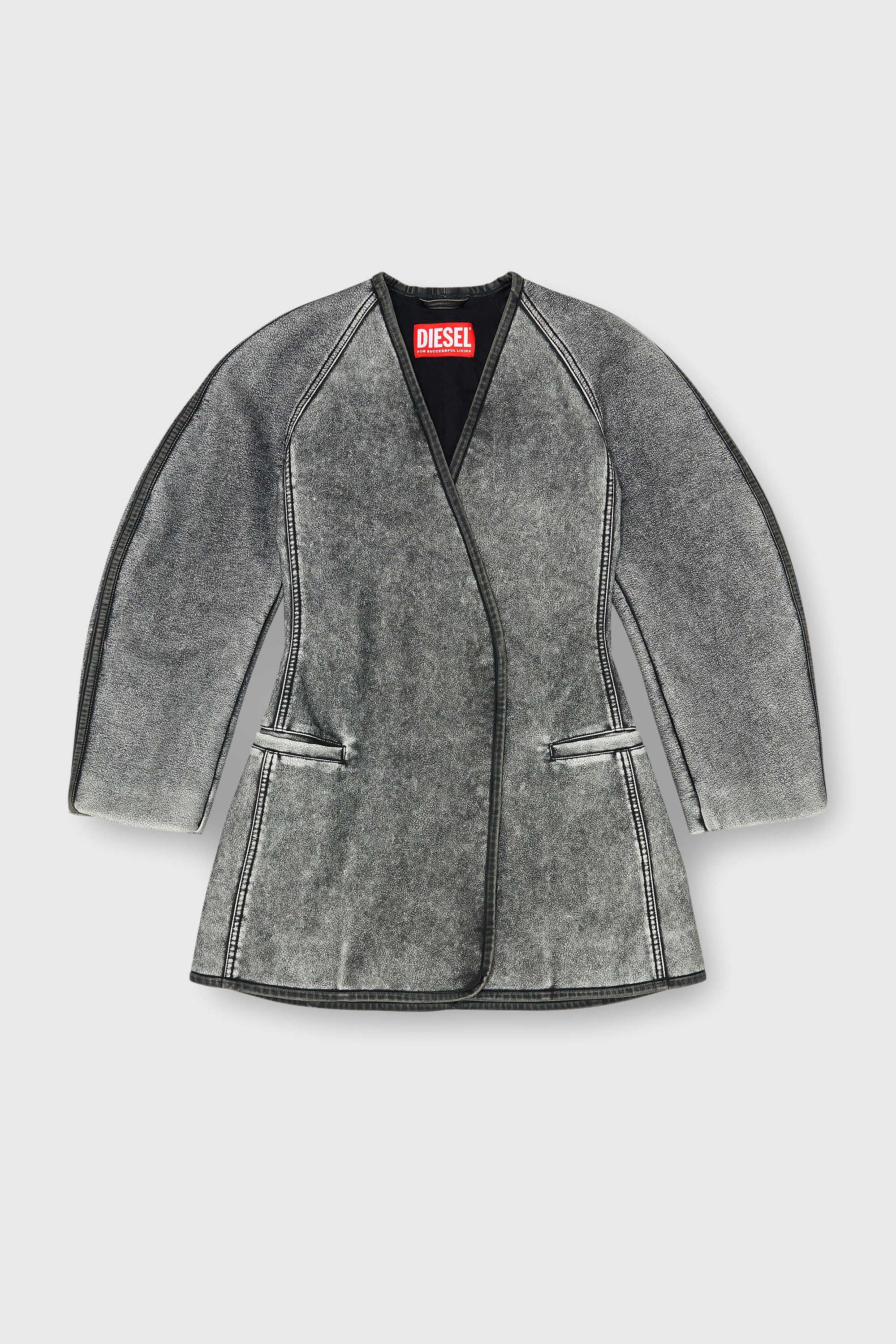 Diesel - G-ALAX, Woman's Cardigan jacket with cocoon sleeves in Grey - 2