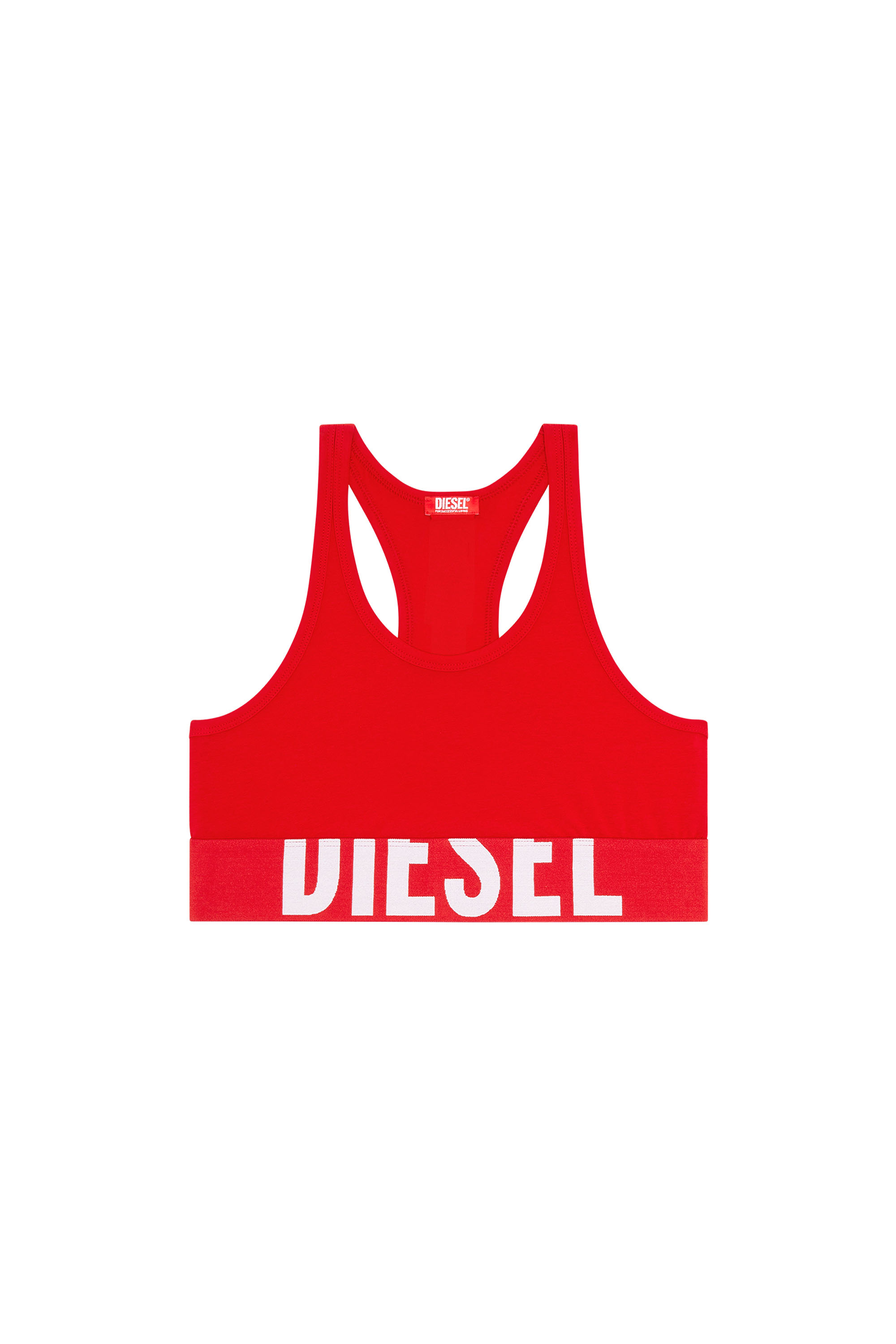 Diesel - UFSB-COTTON-RACE-BRALETTE-XL, Woman's Sports bra with cut-off logo in Red - 4