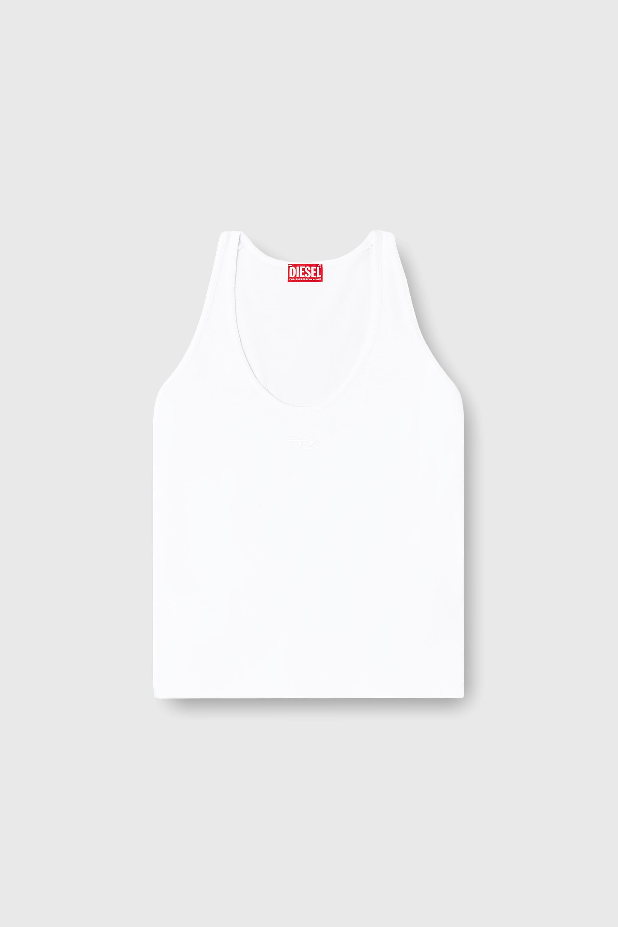 Diesel - T-IPSYA-LKDS, Woman's Ribbed tank top with Oval D in White - 1