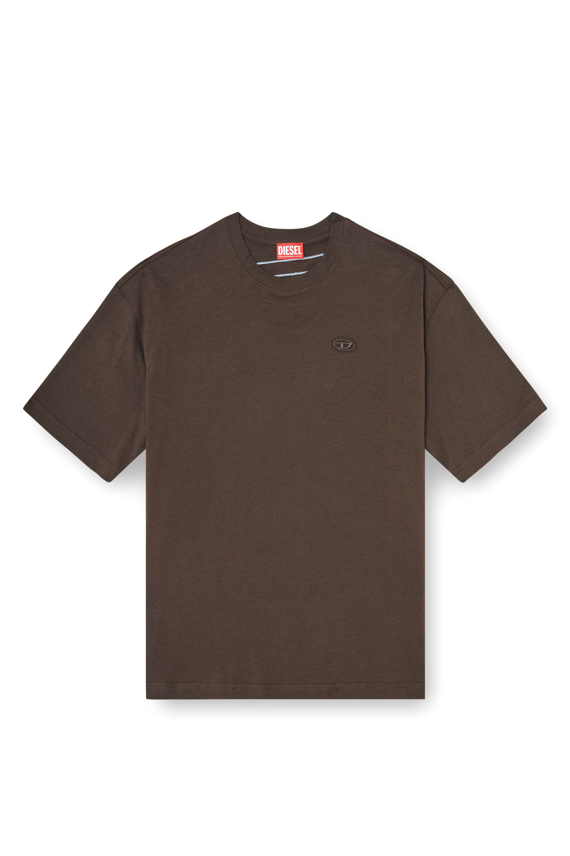 Diesel - T-BOGGY-MEGOVAL-D, Man's T-shirt with maxi oval D embroidery in Brown - 3
