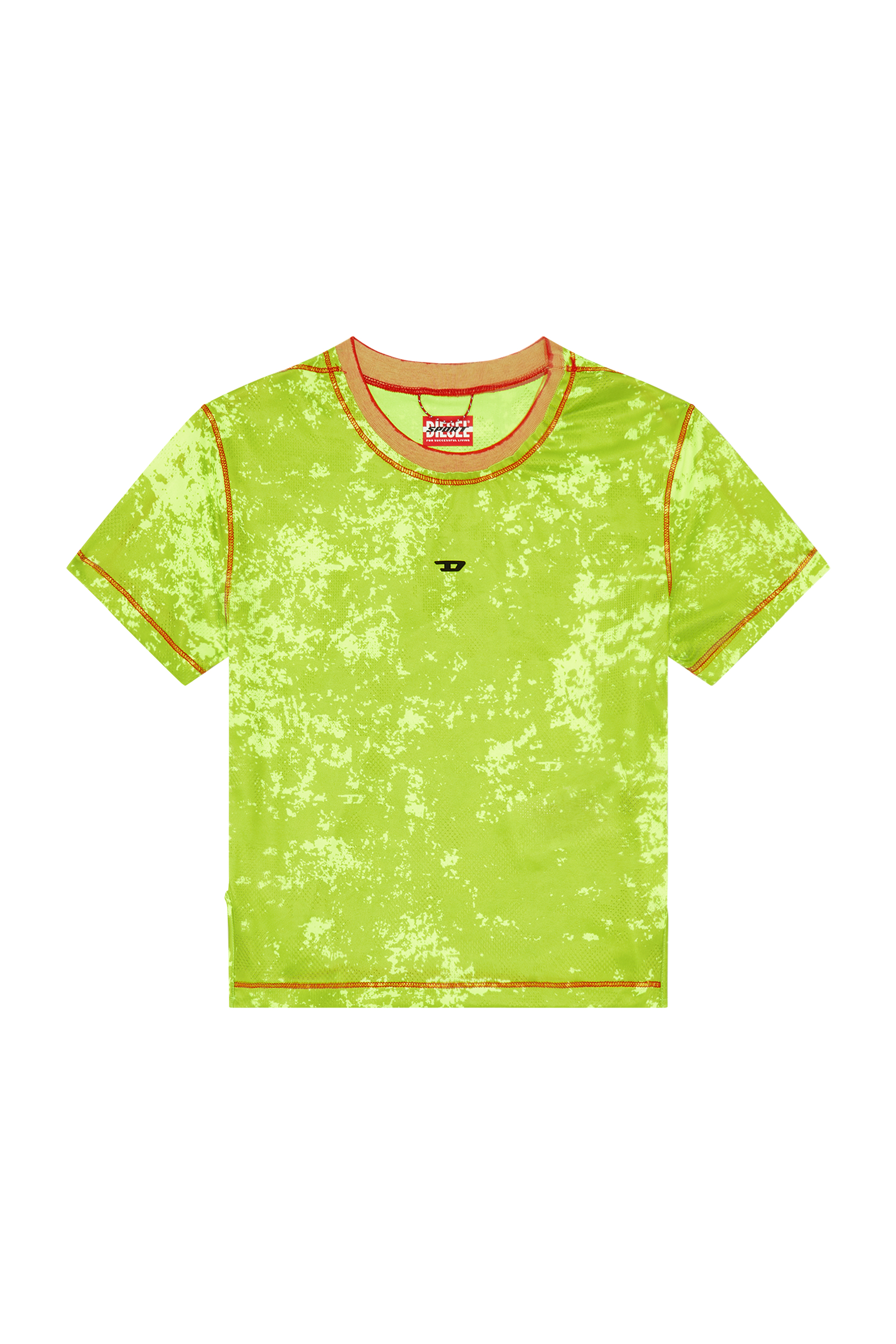 Diesel - AWTEE-NORAH-WT13, Woman Cropped T-shirt with cloudy print in Green - Image 3