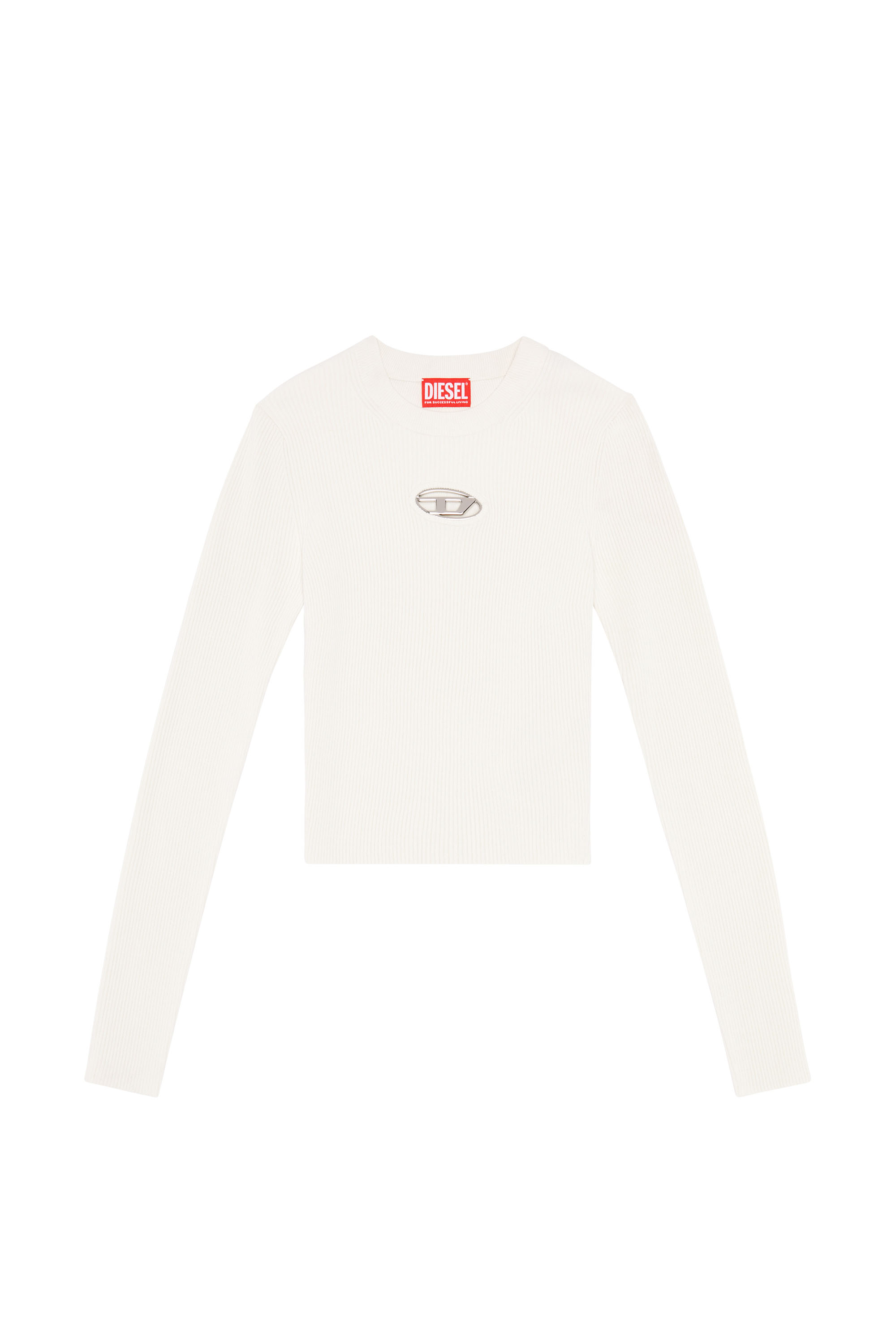 Diesel - M-VALARY, Woman Ribbed-knit long-sleeve top in White - Image 3