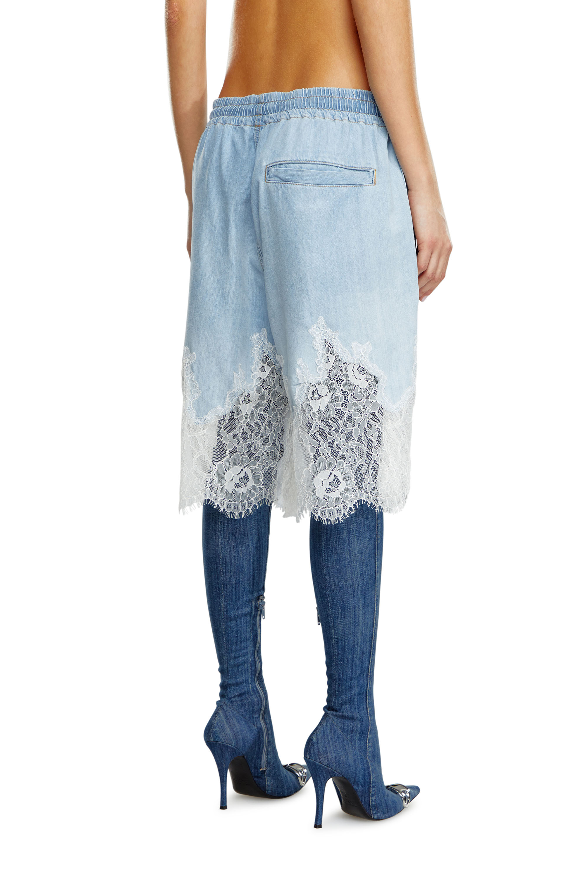 Diesel - DE-MALKIA-S, Woman Bermuda shorts in denim and lace in Blue - Image 3