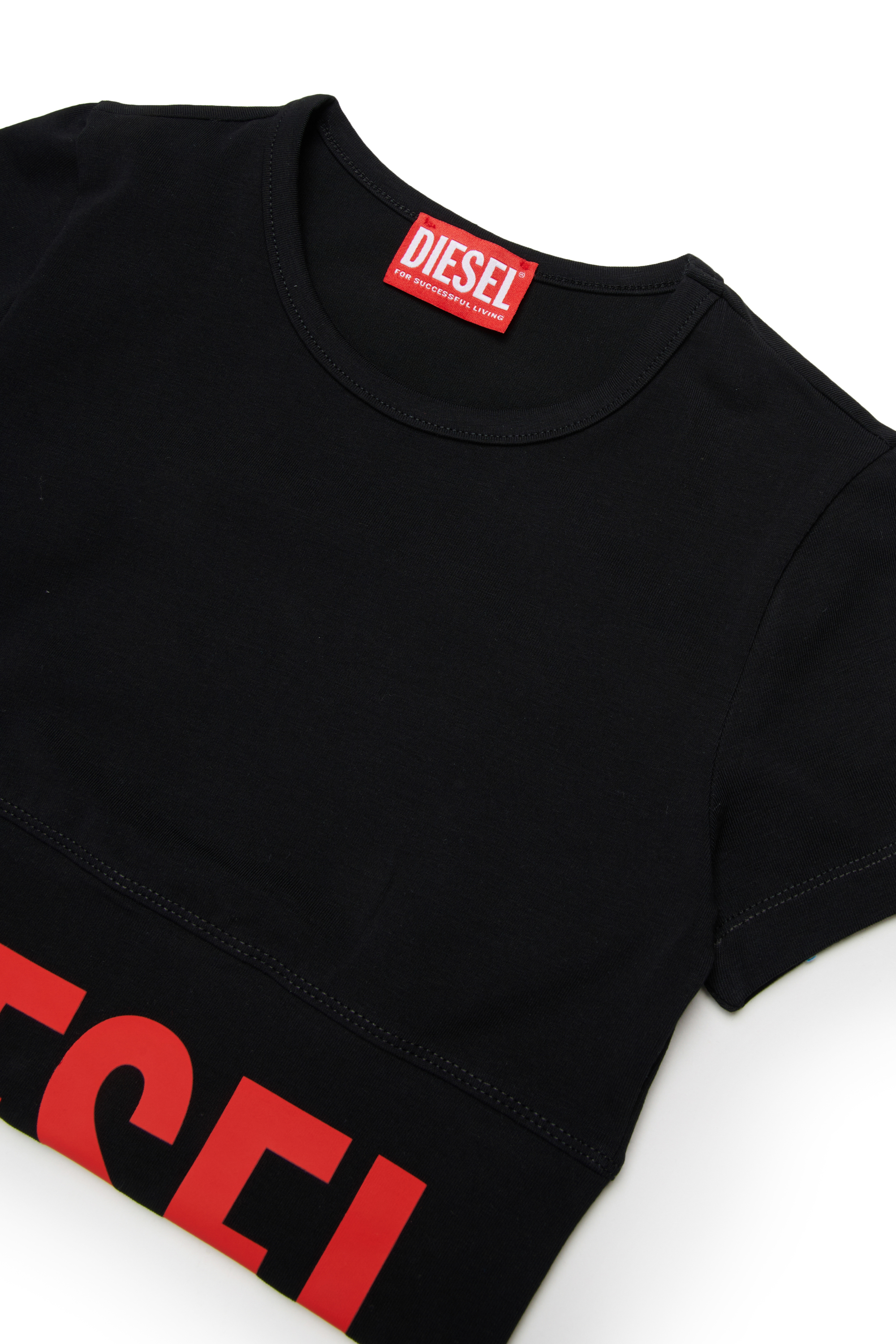 Diesel - TCEFY, Woman's Crop top with cut-off logo in Black - 3