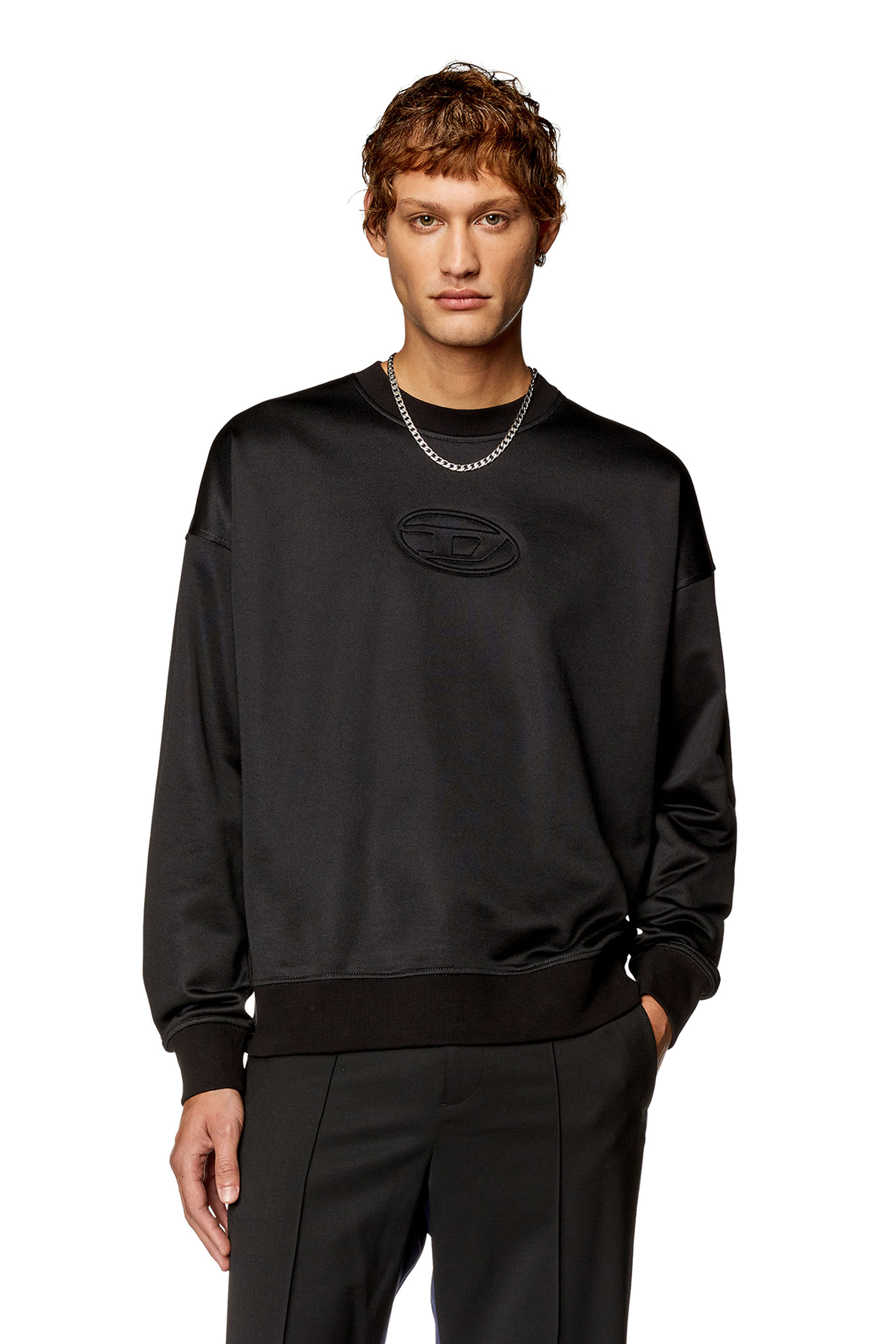 Diesel - S-ROBY-N1, Man Sweatshirt with embossed Oval D logo in Black - Image 1