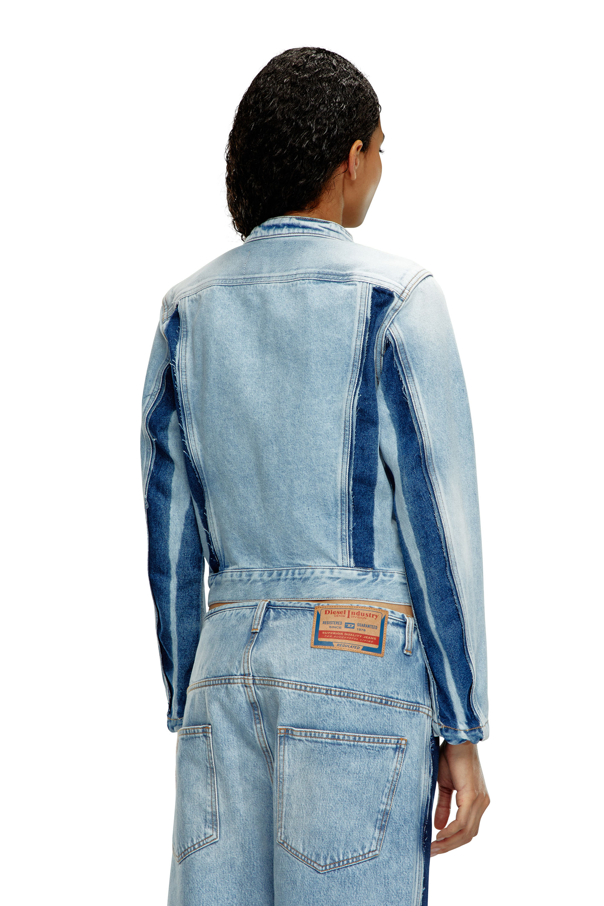 Diesel - DE-GLORY-S, Woman Slim jacket in two-tone denim in Blue - Image 4