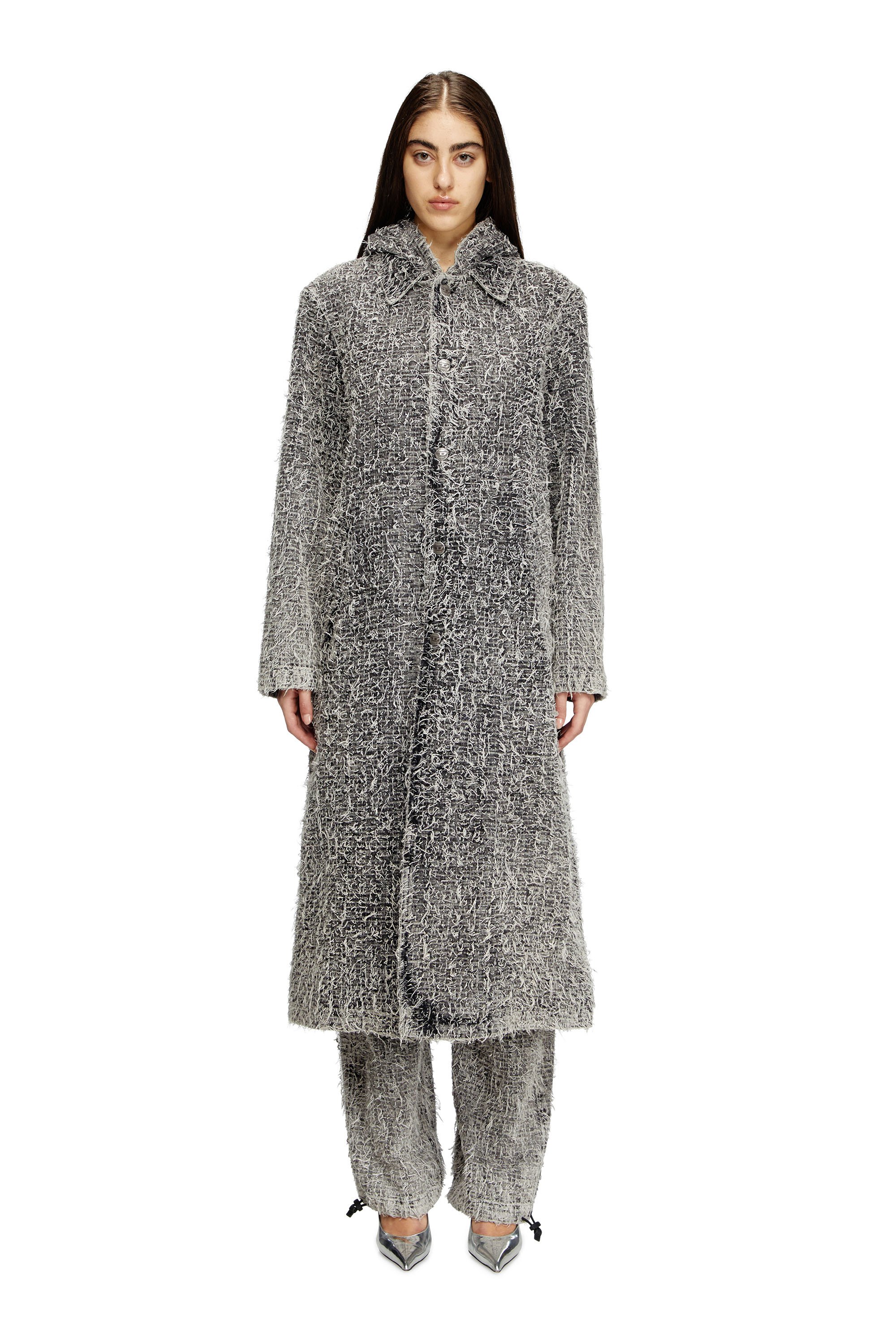 Diesel - D-JACK-S, Unisex's Hooded coat in bouclé denim in Light Grey - 6