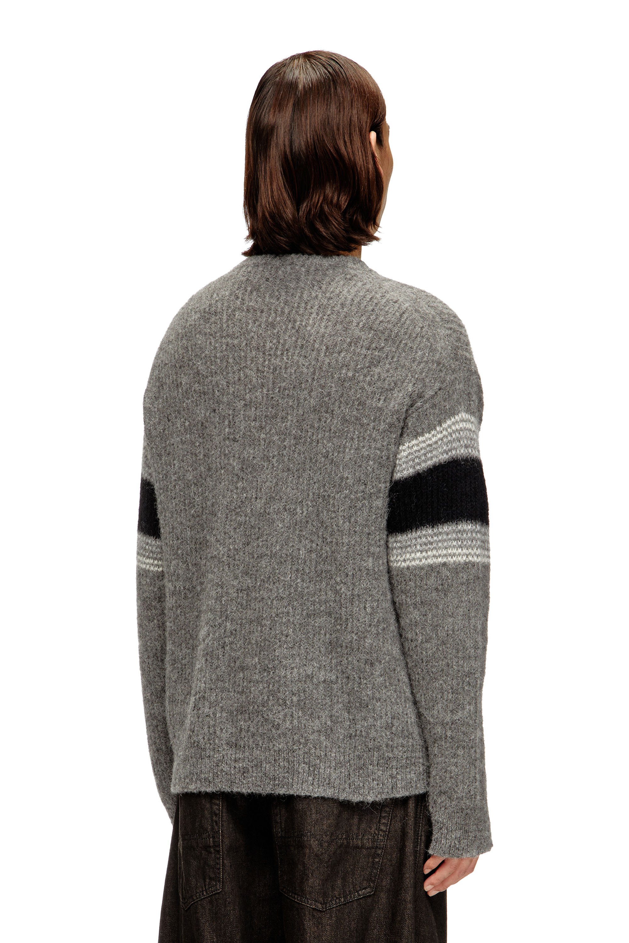 Diesel - K-SOREN, Man's Striped jumper in alpaca blend in Grey/Black - 4