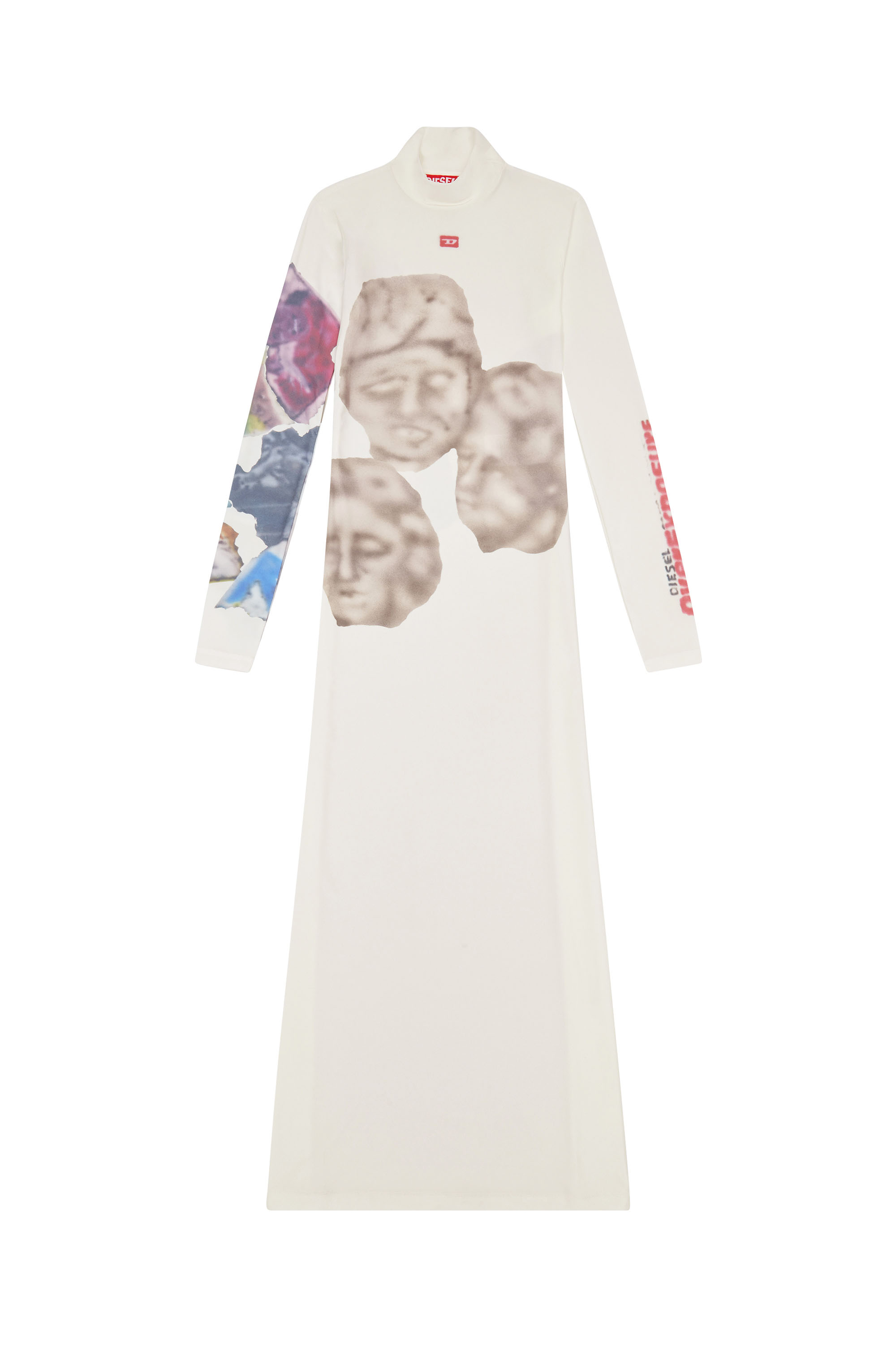 Diesel - D-ELEO, Woman Long turtleneck dress with graphic prints in White - Image 2
