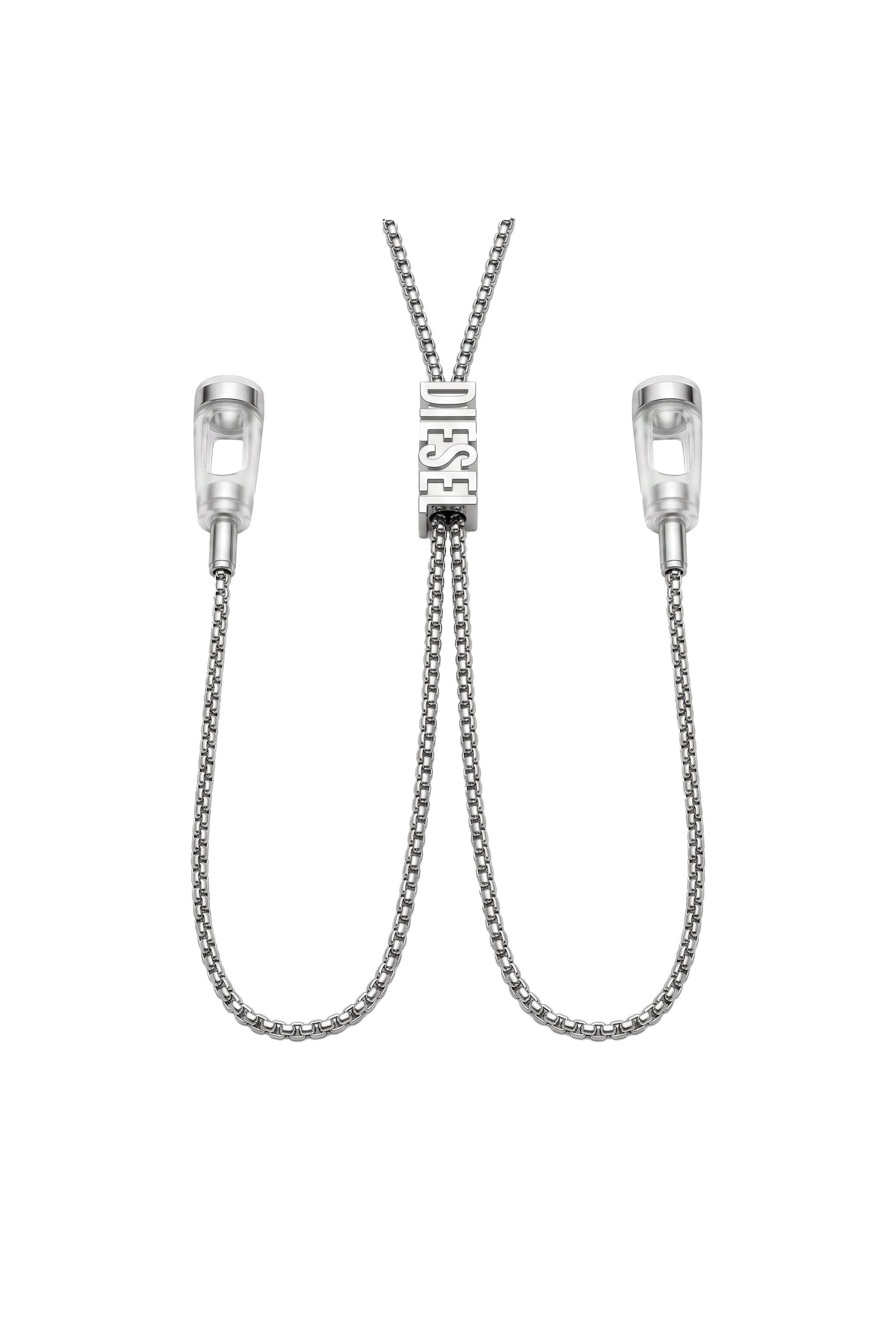 Diesel - 60669 EARBUDS CHAIN EARBUNDS CHAIN, Unisex's D chain earbuds necklace in Silver - 2