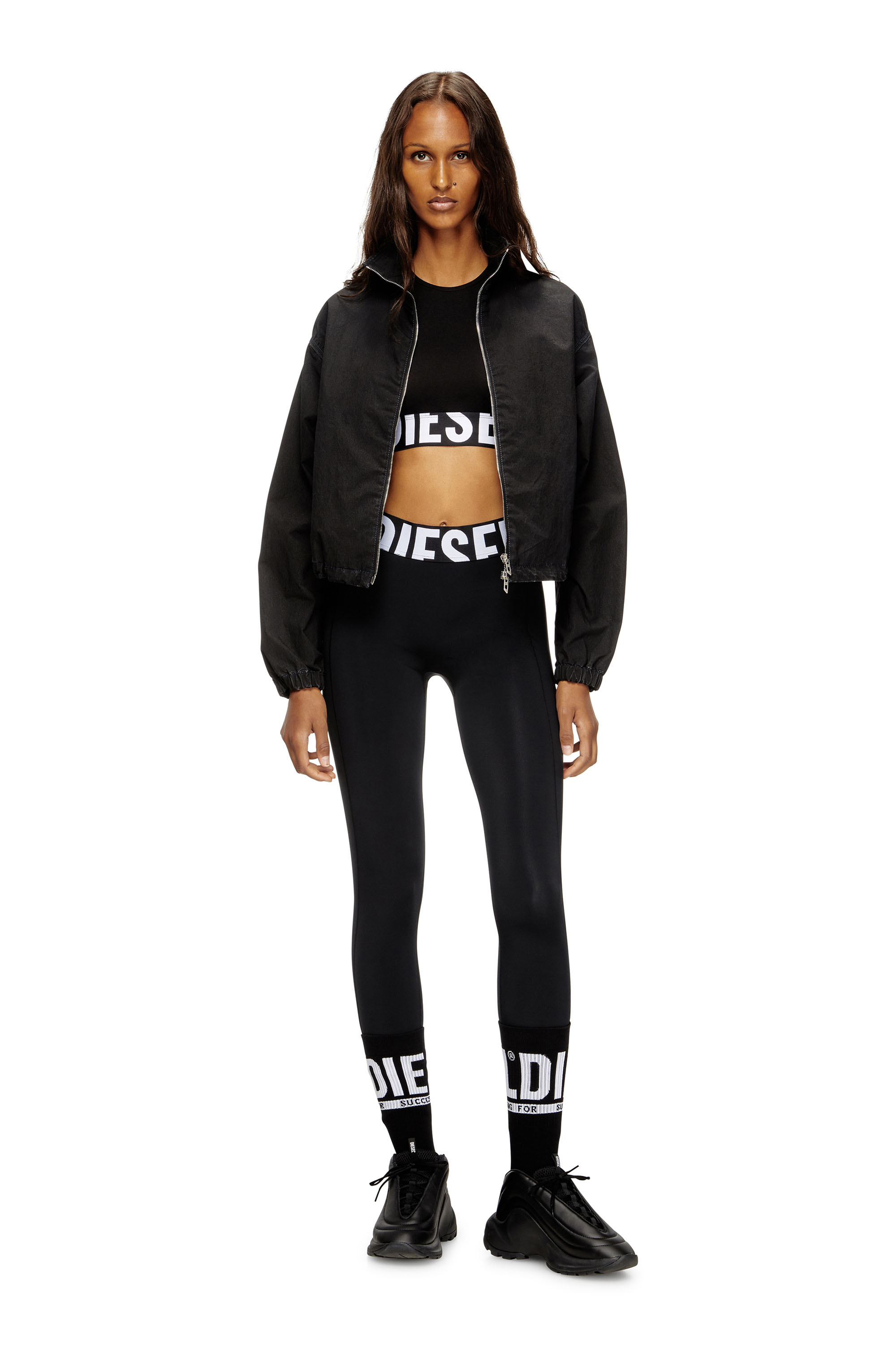 Diesel - ADA-D-POP, Woman's Cropped tank top with cut-off logo in Black - 6