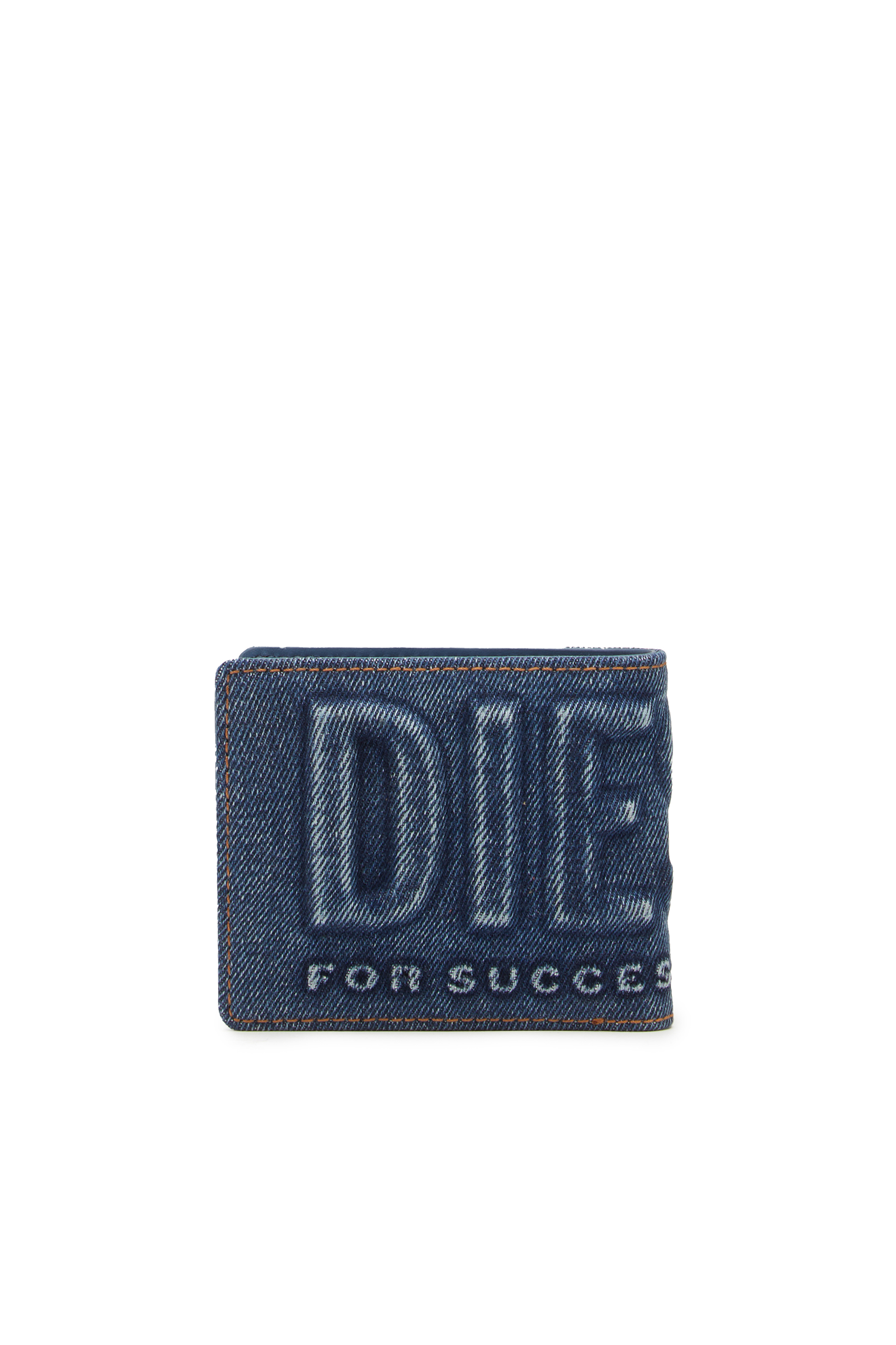 Diesel - BI-FOLD COIN S, Man Bi-fold wallet in logo-embossed denim in Blue - Image 2
