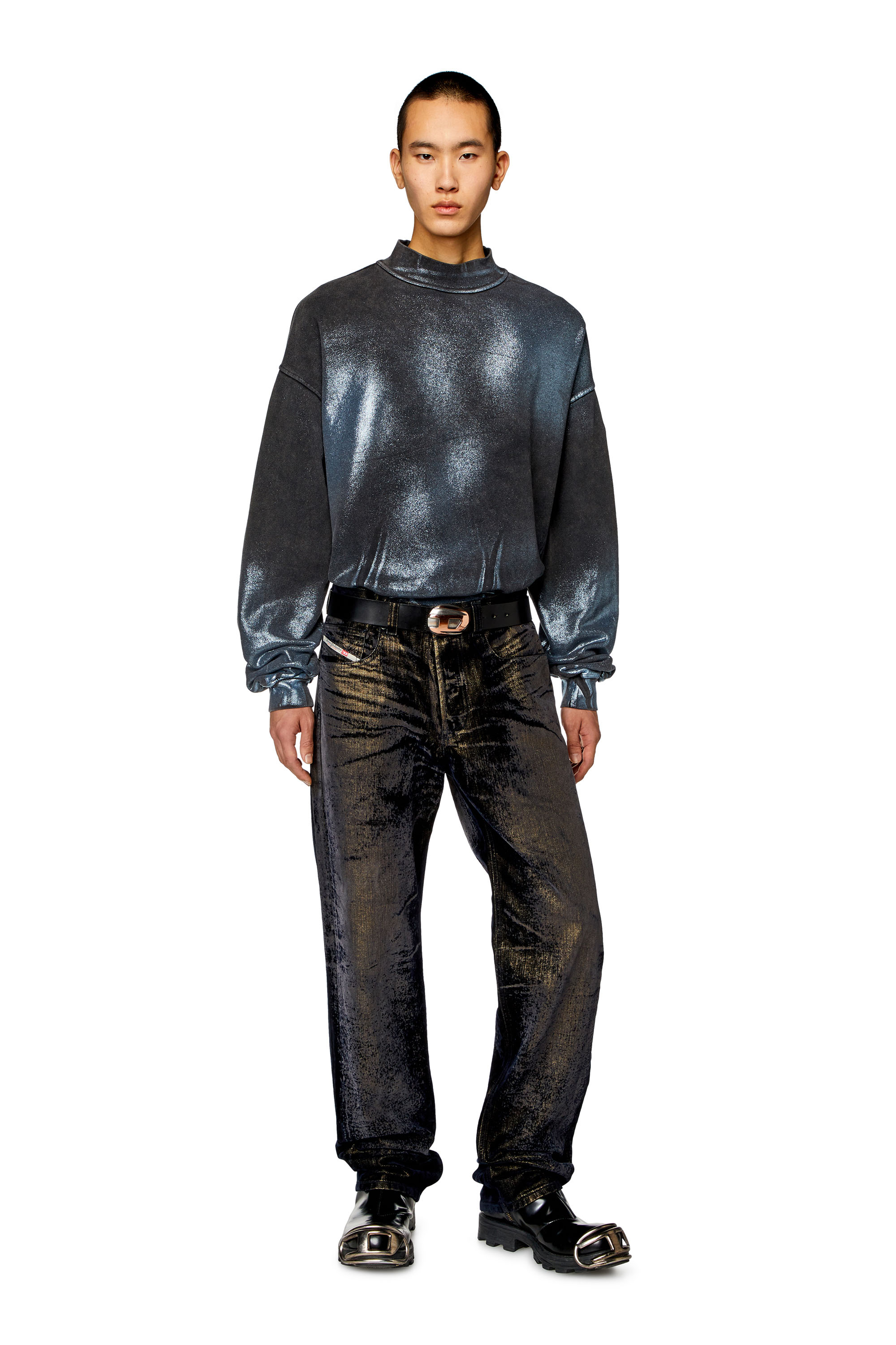 Diesel - F-ALEXAN, Man Faded metallic sweatshirt in Multicolor - Image 4