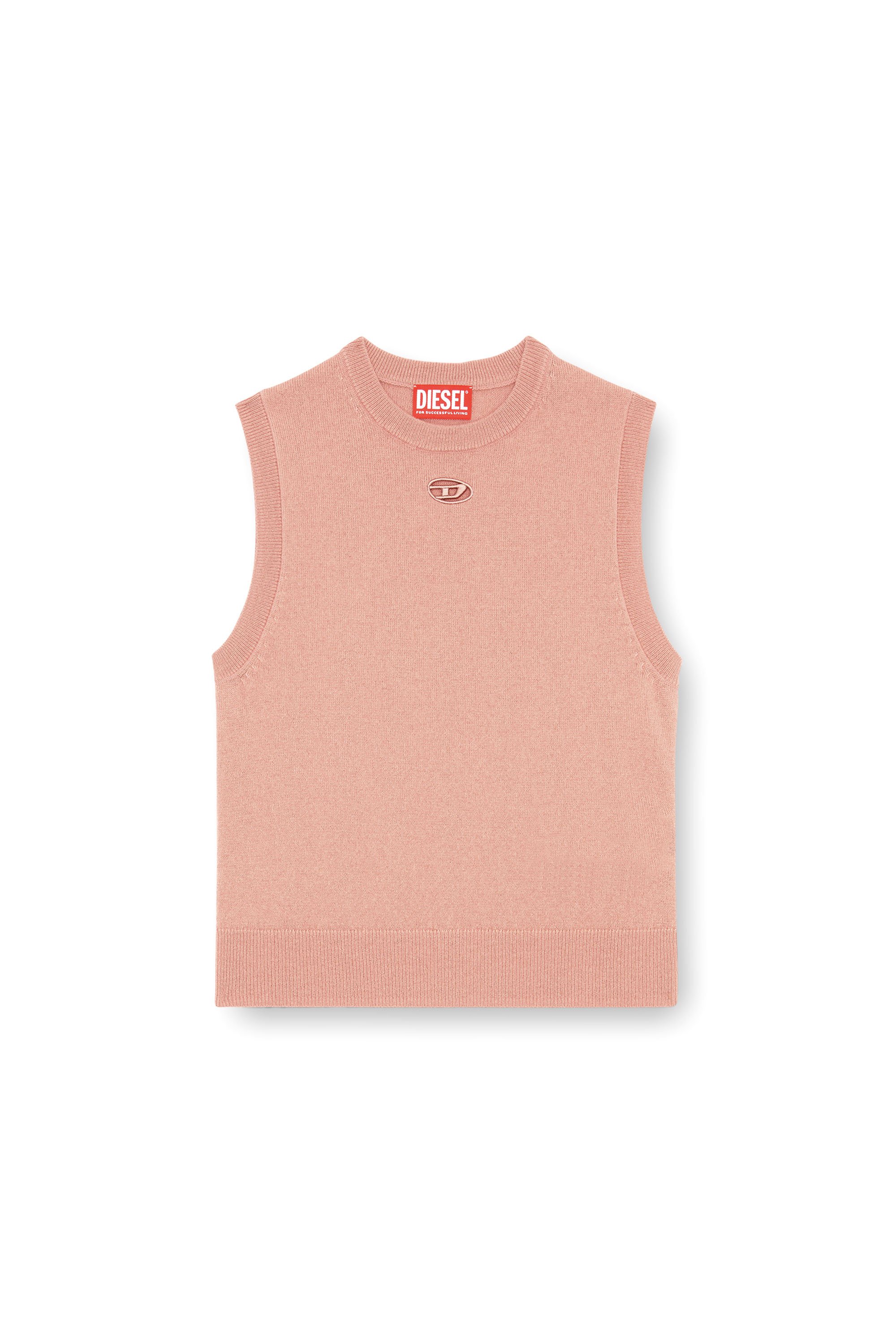 Diesel - M-ARGA-SL, Woman's Cropped vest in wool and cashmere knit in Pink - 3