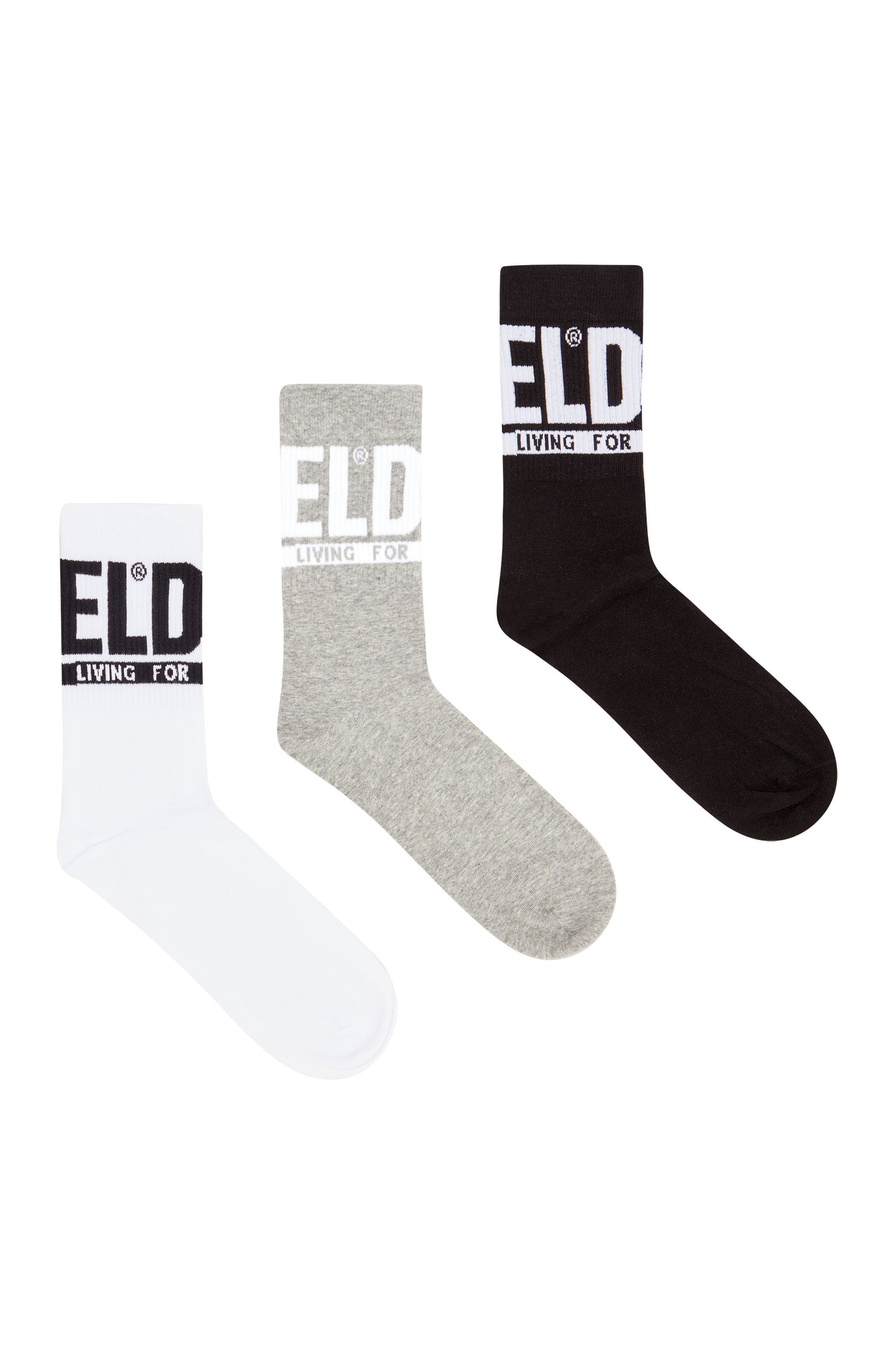 Diesel - SKM-RAY-THREEPACK, Man's 3-pack of logo cuff socks in Black/Grey - 1