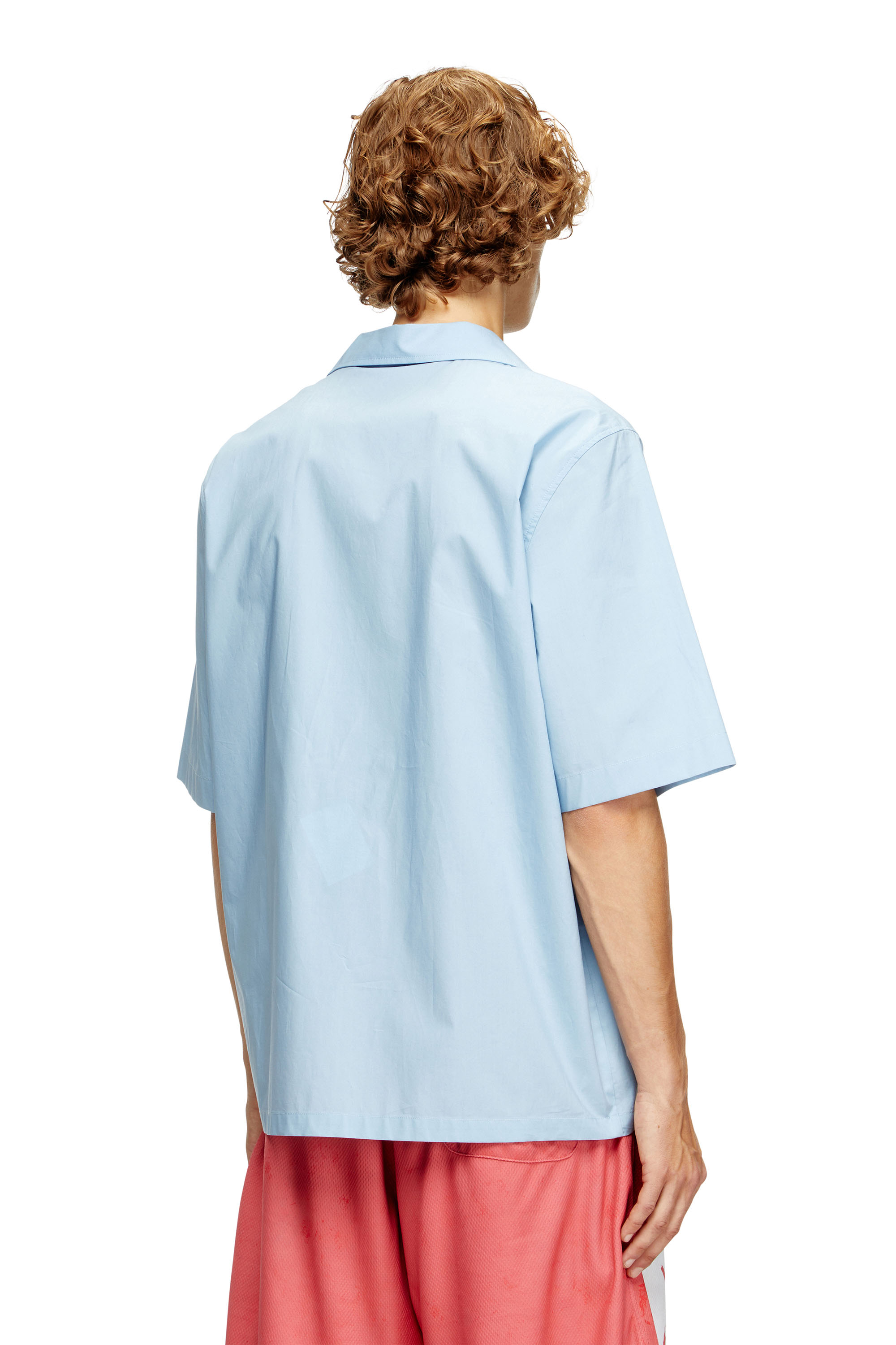 Diesel - S-BRACK-A-AJFY, Man's Short-sleeve shirt with logo photo patches in Light Blue - 4