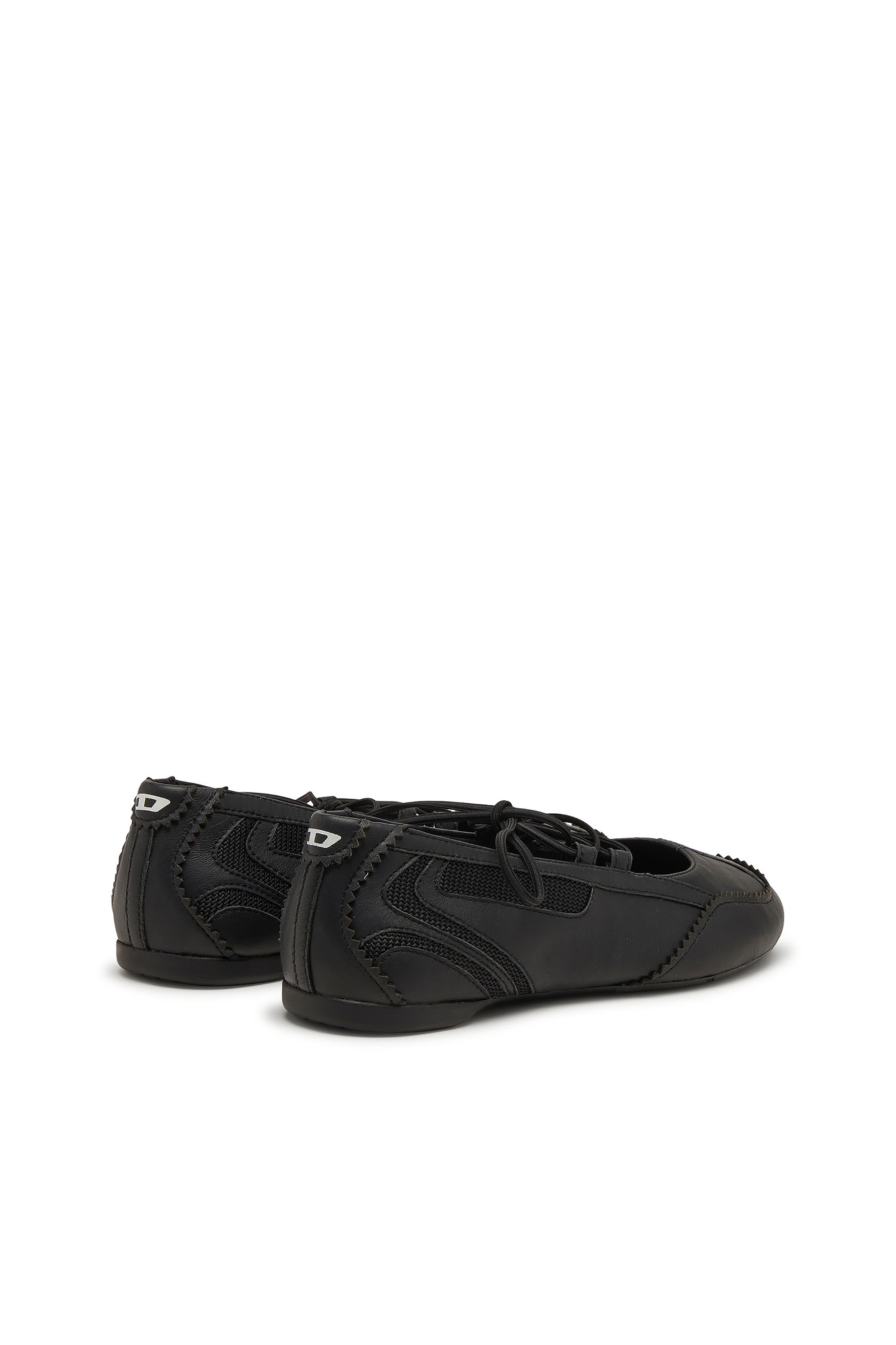 Diesel - D-MILE BALLERINA LACE UP W, Woman's D-Mile-Lace-up ballet flats in leather and mesh in Black - 4