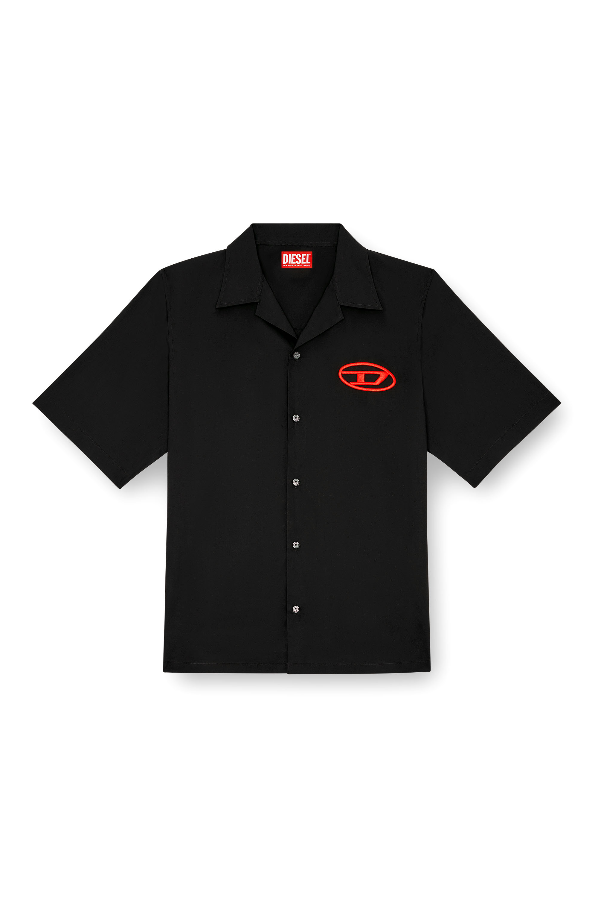 Diesel - S-MAC-C, Man's Bowling shirt with logo embroidery in Black - 3