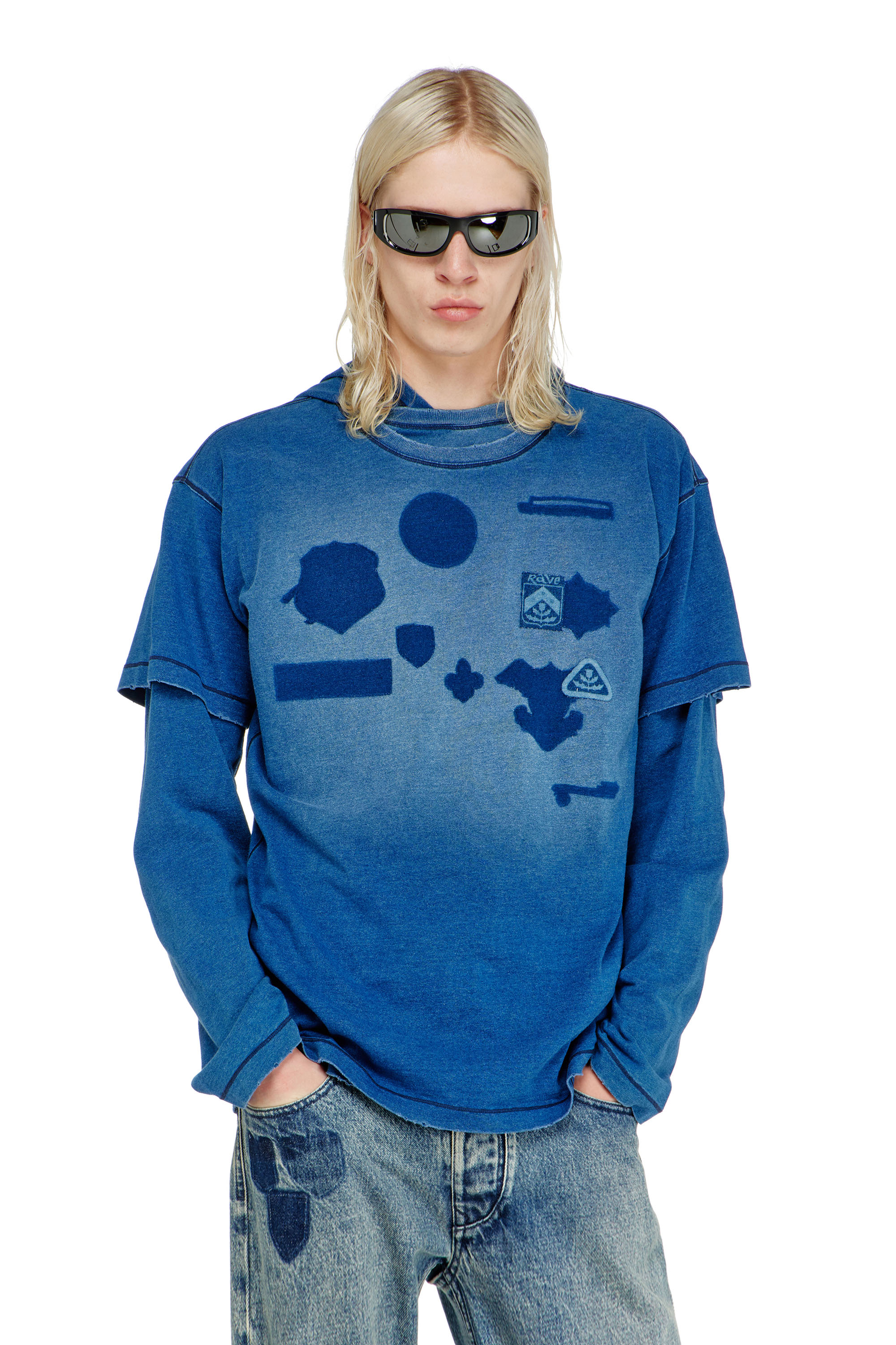 Diesel - T-NOX, Man's T-shirt with shadow-effect patches in null - 3