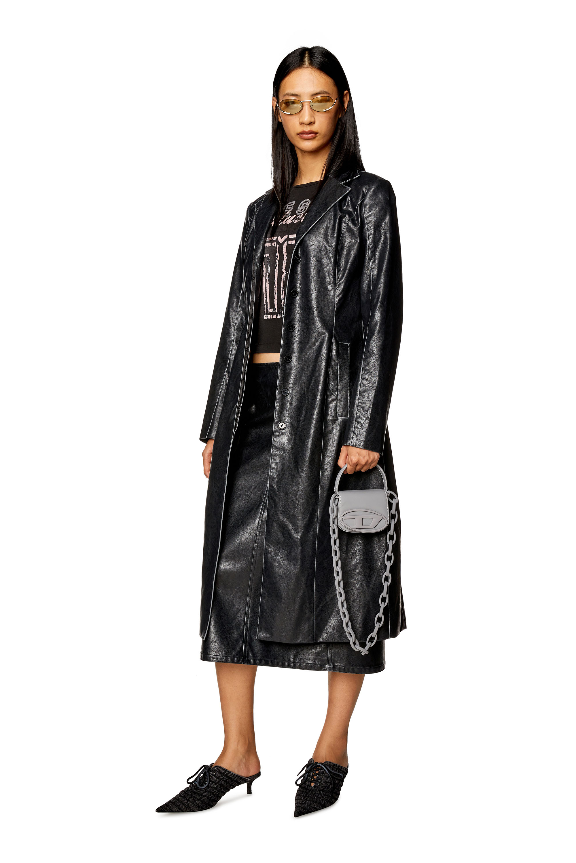 Diesel - G-FILAR, Woman Trench coat in supple technical fabric in Black - Image 1