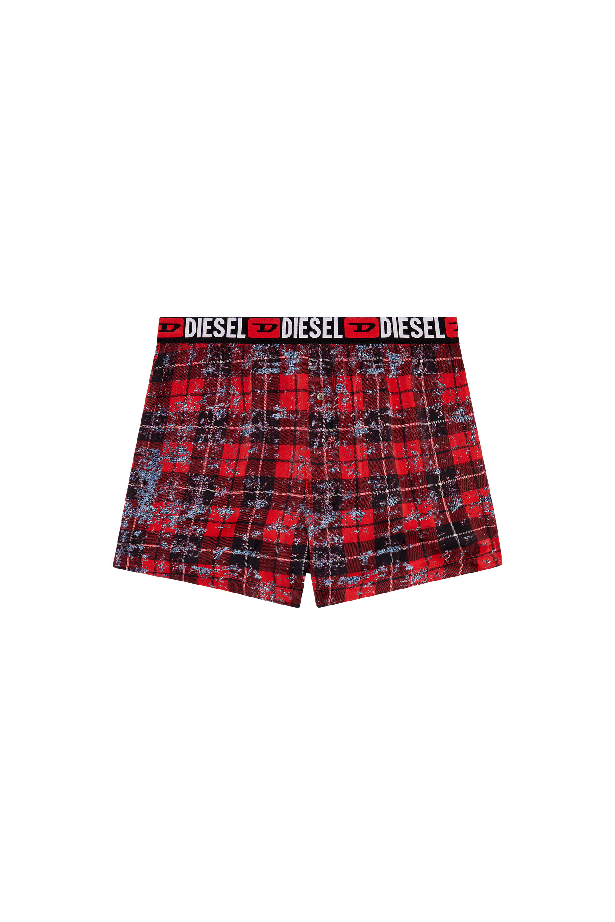 Diesel - UUBX-STARK-EL, Unisex Viscose boxers with check and denim print in Multicolor - Image 1