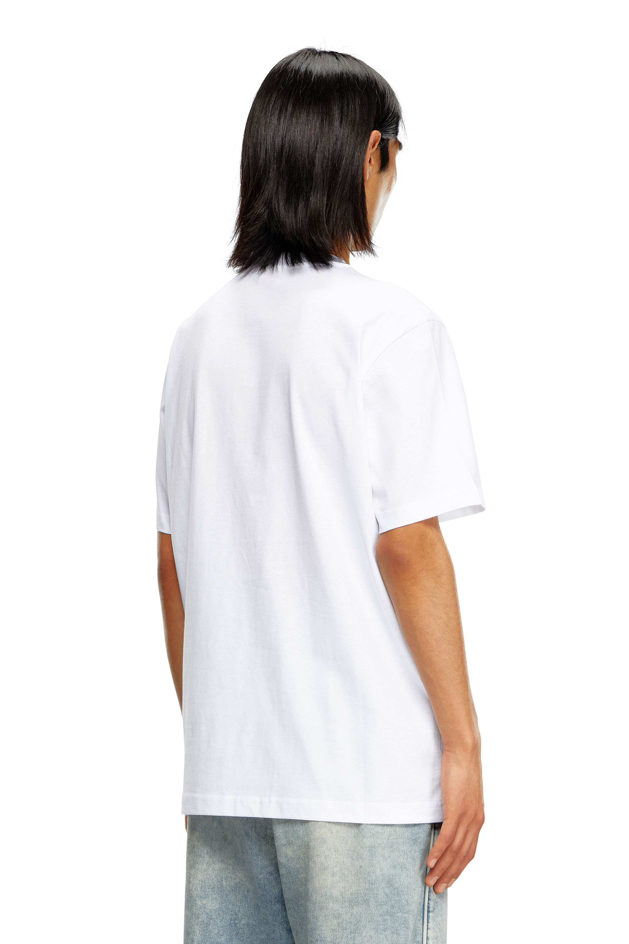 Diesel - T-JUST-BIGOVAL, Man T-shirt in vintage cotton jersey in White - Image 4