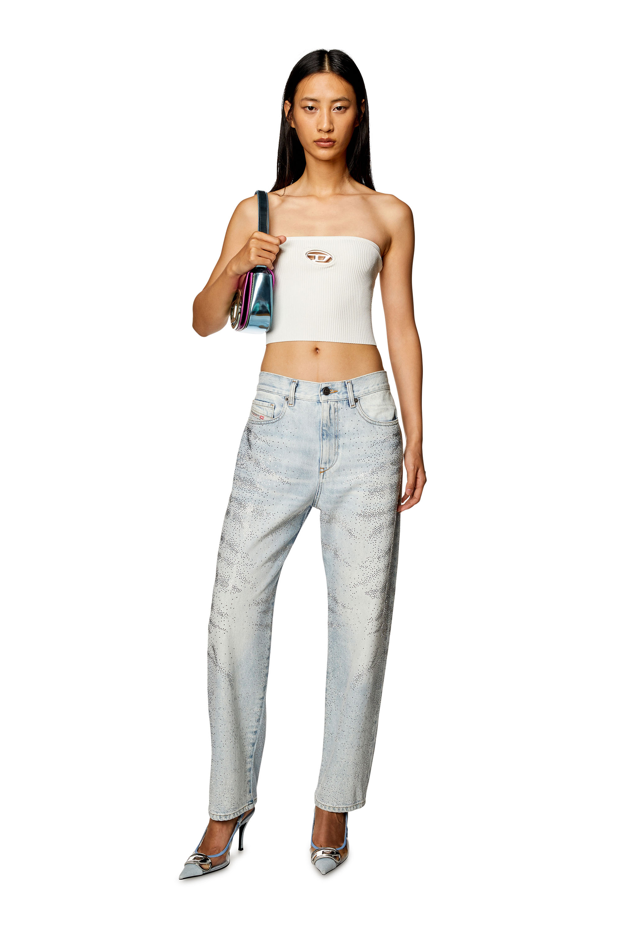Diesel - M-CLARKSVILLEX, Woman Tube top with logo plaque in White - Image 2