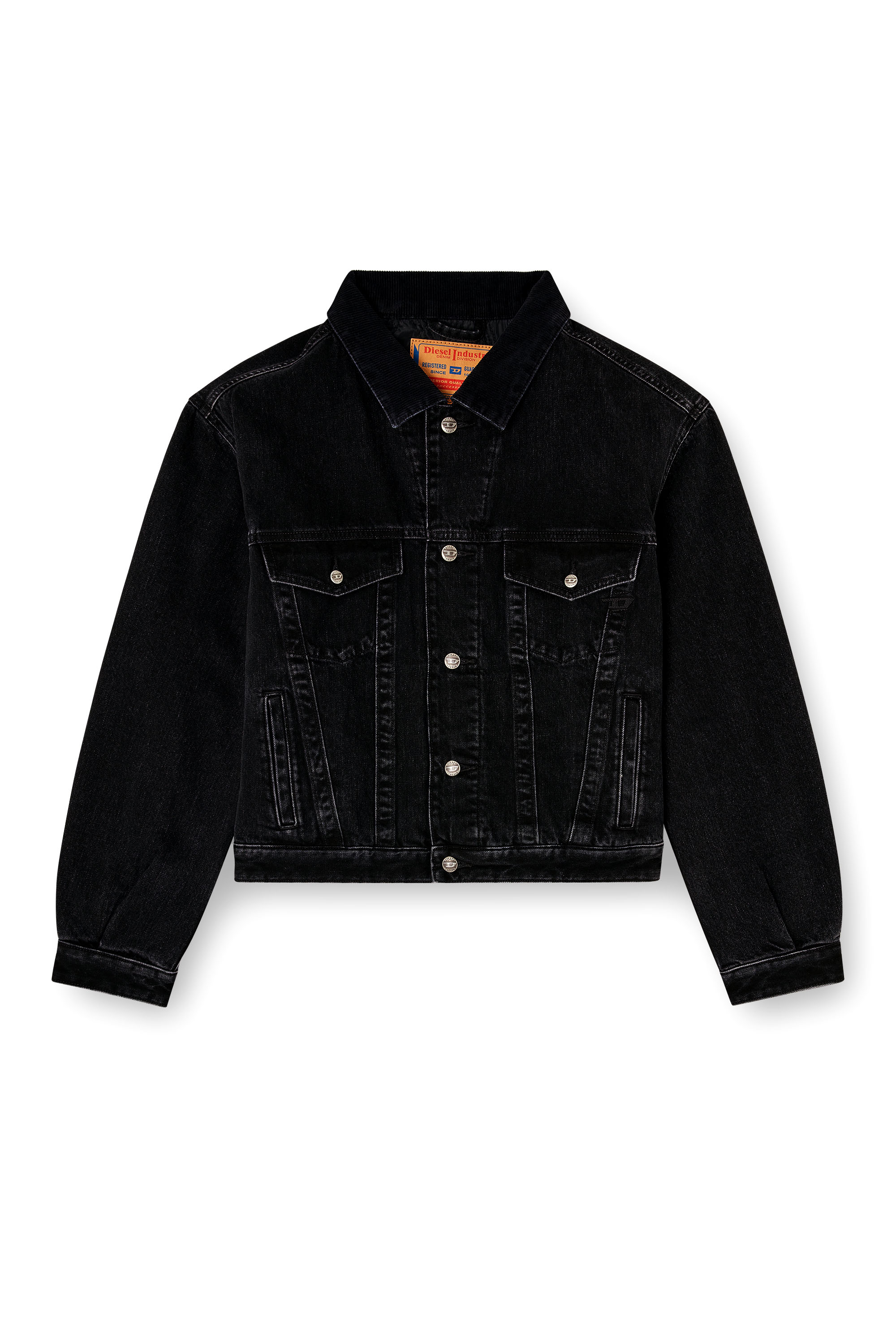 Diesel - D-RANGER-T, Unisex's Padded trucker jacket in denim in Black - 4