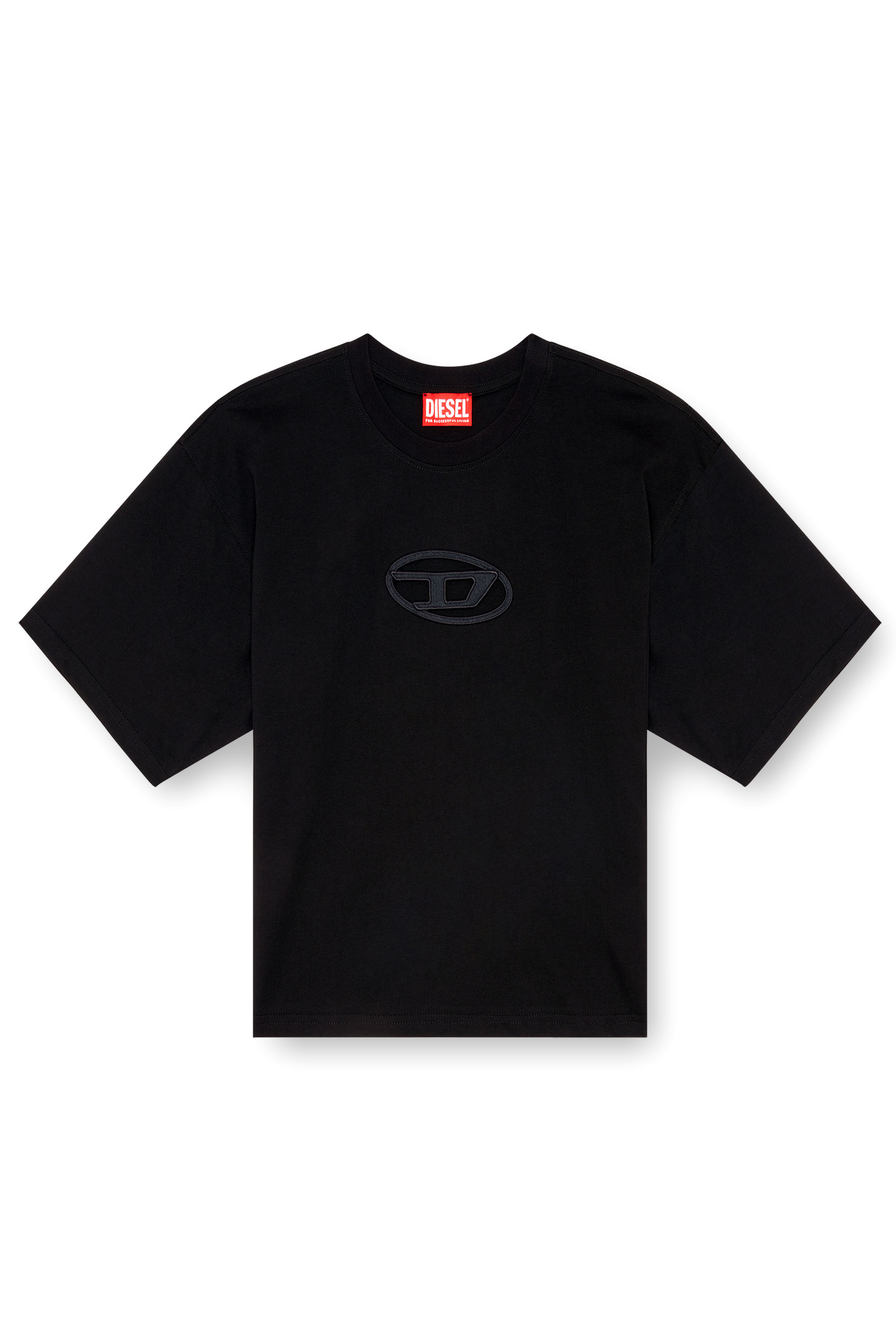 Diesel - T-BUXT-CROP-OD, Woman's Boxy T-shirt with cut-out Oval D logo in Black - 2