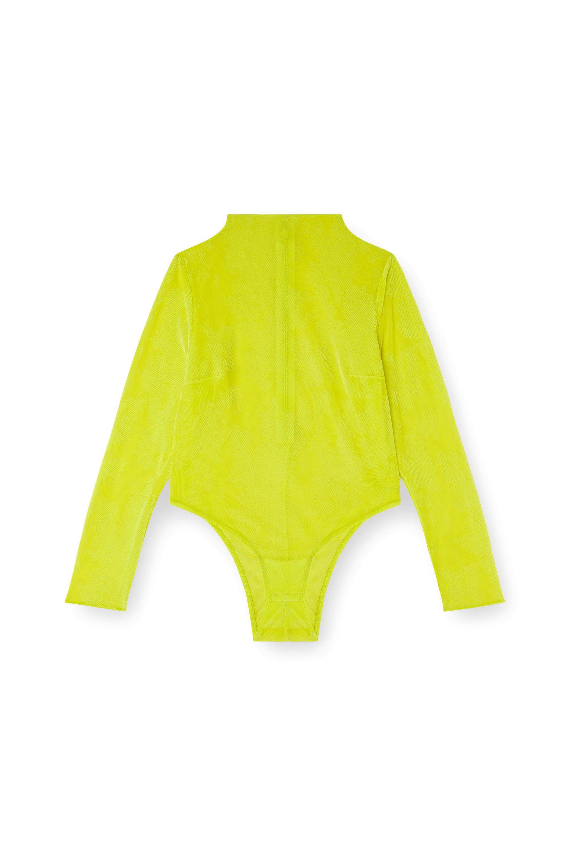 Diesel - C-LONG-SLEEVE-BODYSUIT, Woman's Turtleneck bodysuit in flocked mesh in Green Fluo - 4