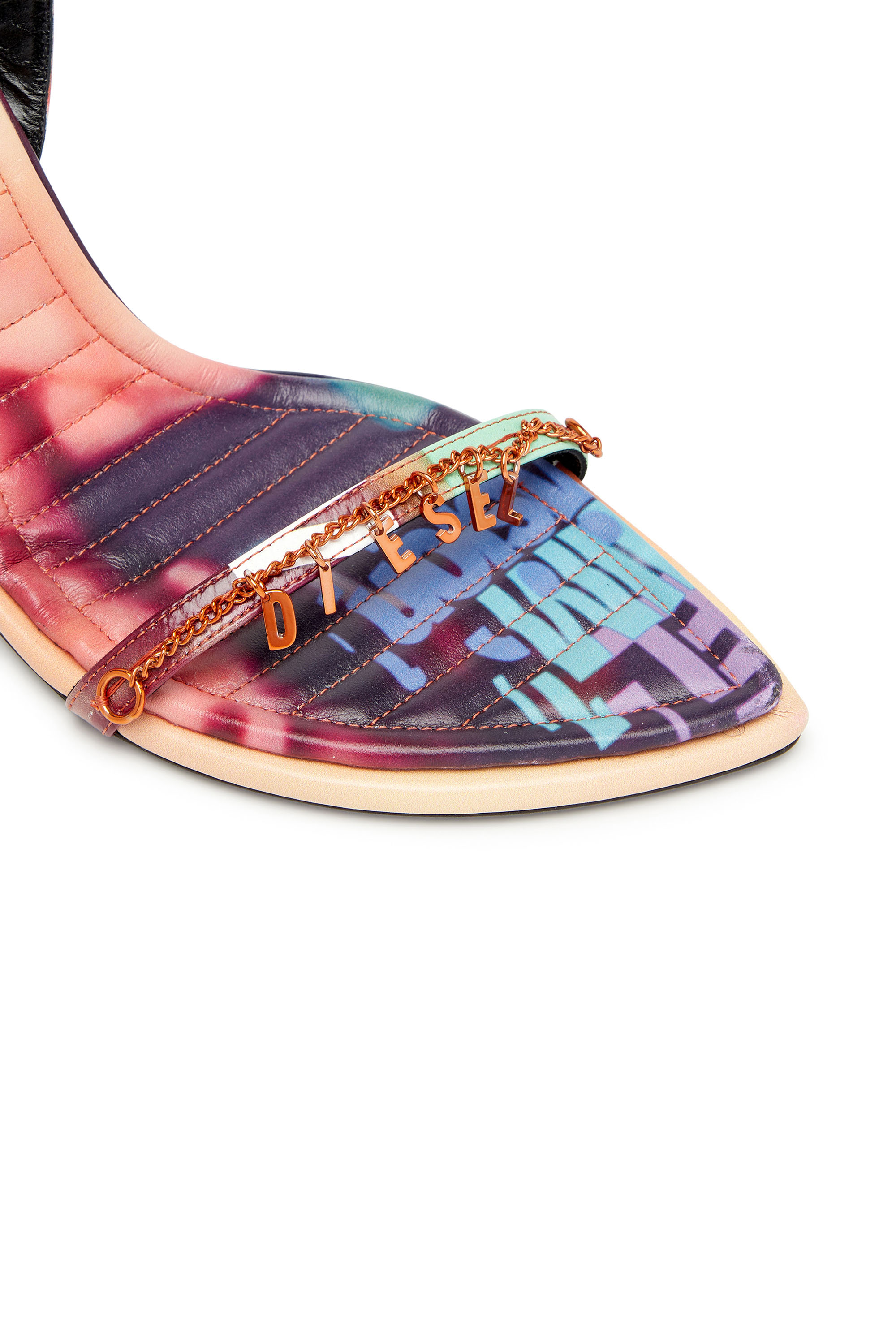 Diesel - D-VINA CHARM SDL, Woman D-Vina Charm-Strappy sandals in poster-print leather in Multicolor - Image 6