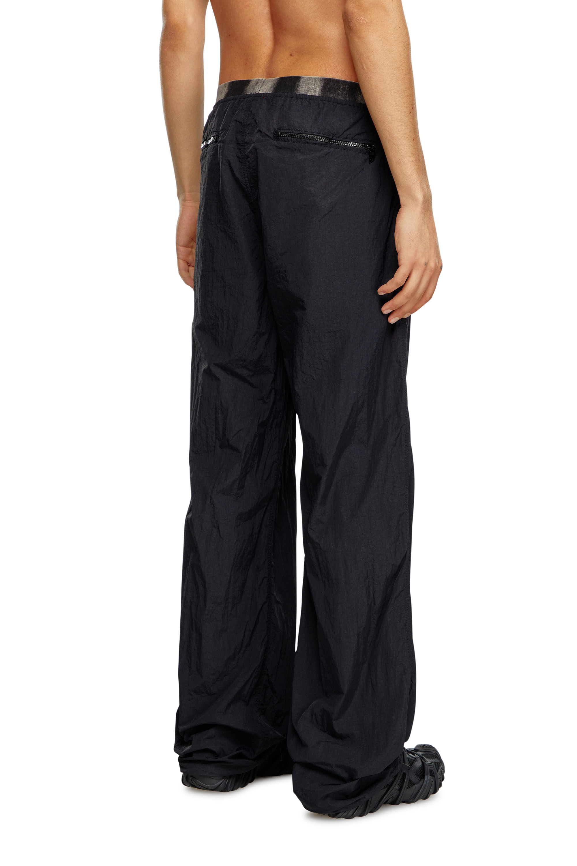 Diesel - P-POST, Man's Lightweight pants in wrinkled nylon in Black - 4