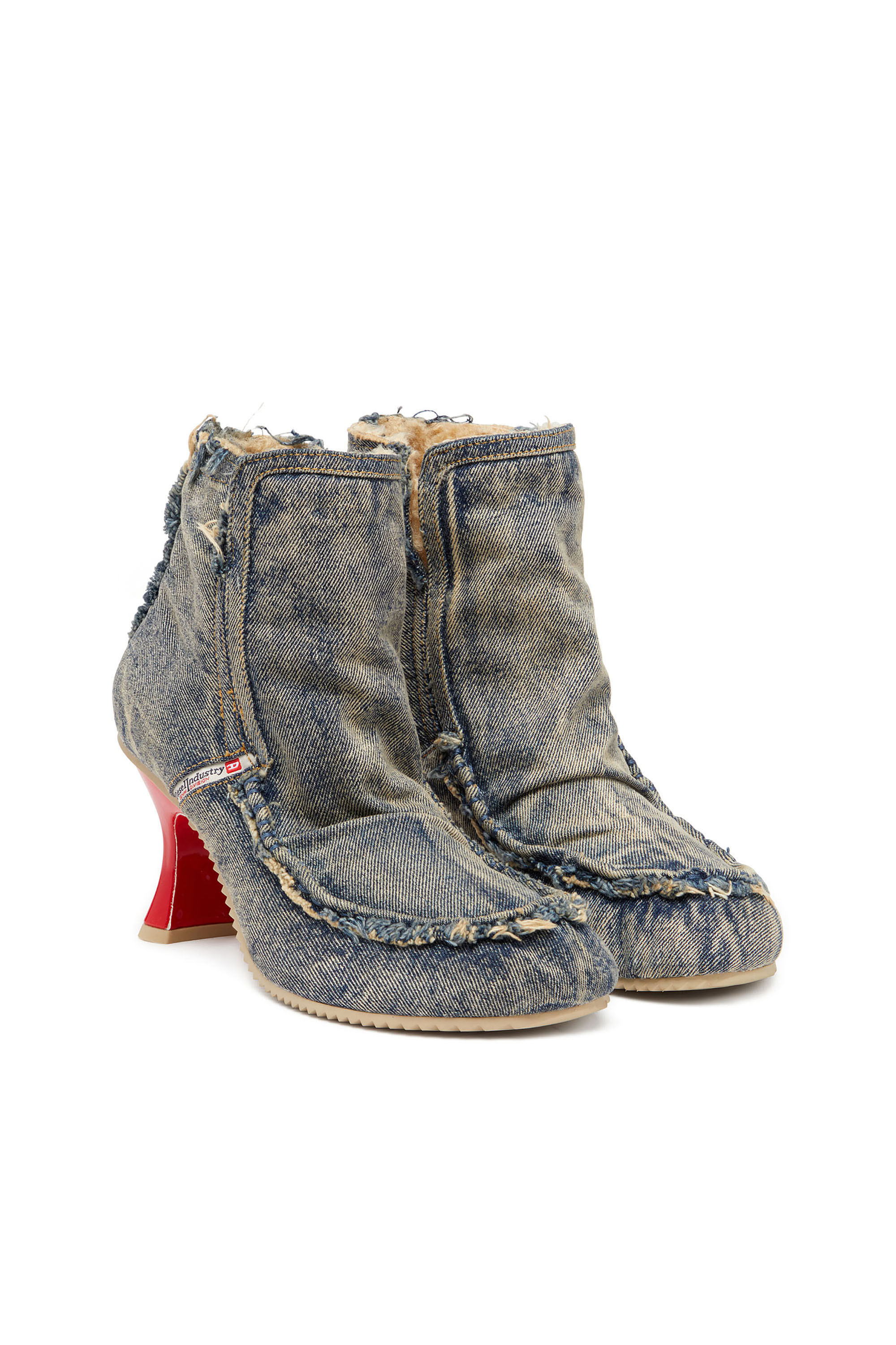 Diesel - D-WOODSTOCK HEEL AB, Woman's D-Woodstock - Denim boots with heel in Blue - 2