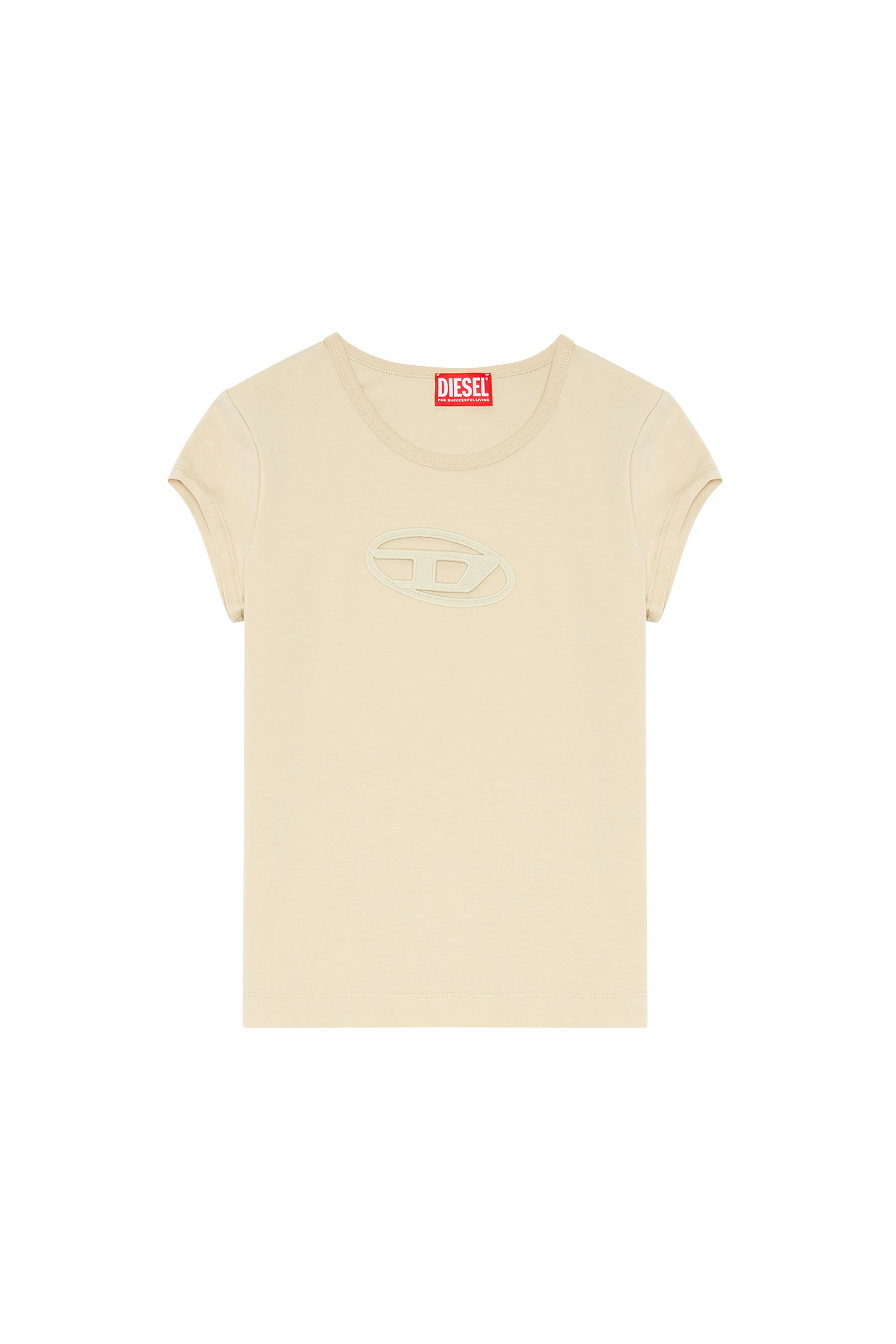 Diesel - T-ANGIE, Woman T-shirt with peekaboo logo in Beige - Image 5