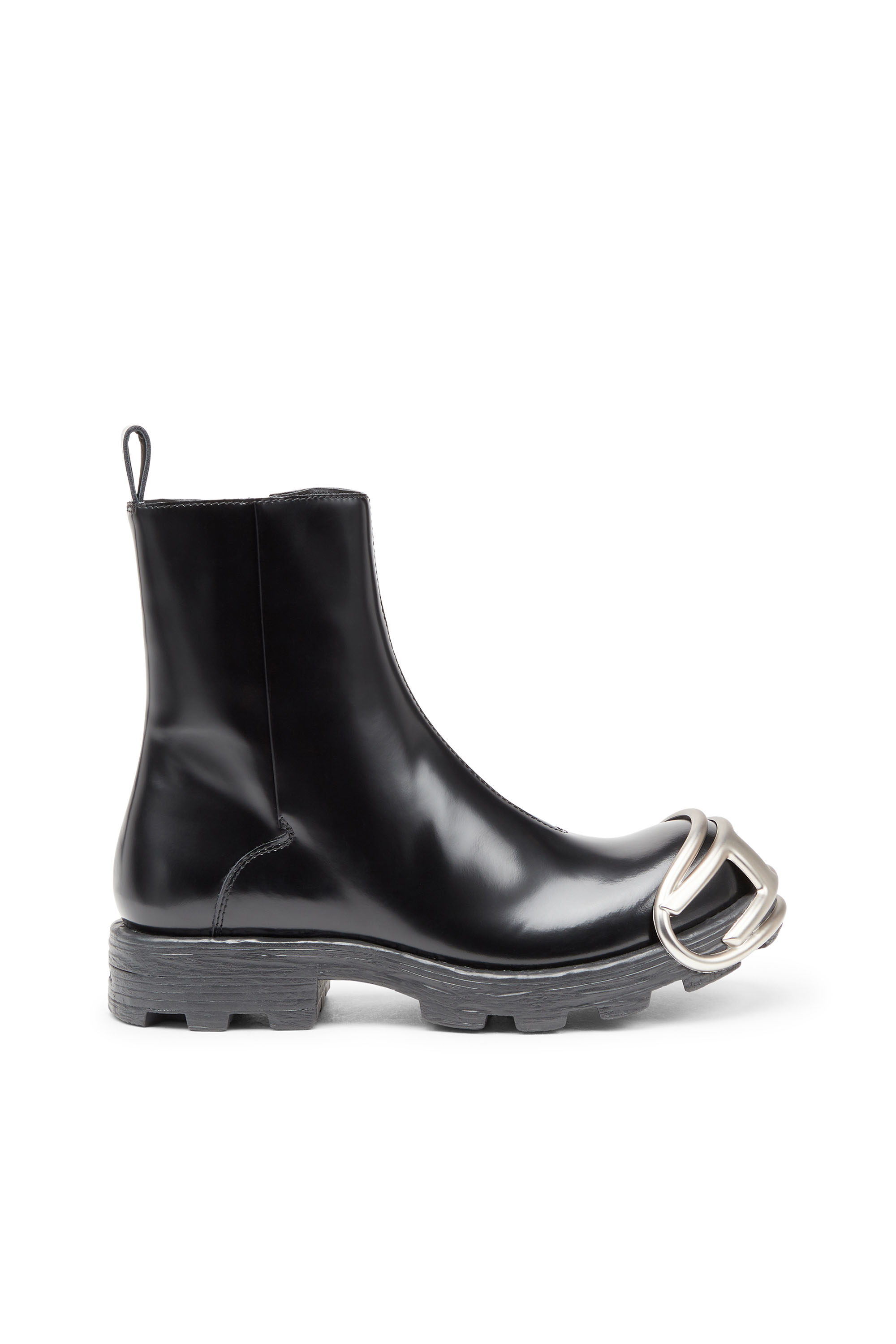 Diesel - D-HAMMER BT ZIP D, Man D-Hammer-Leather Chelsea boots with Oval D toe caps in Black - Image 1