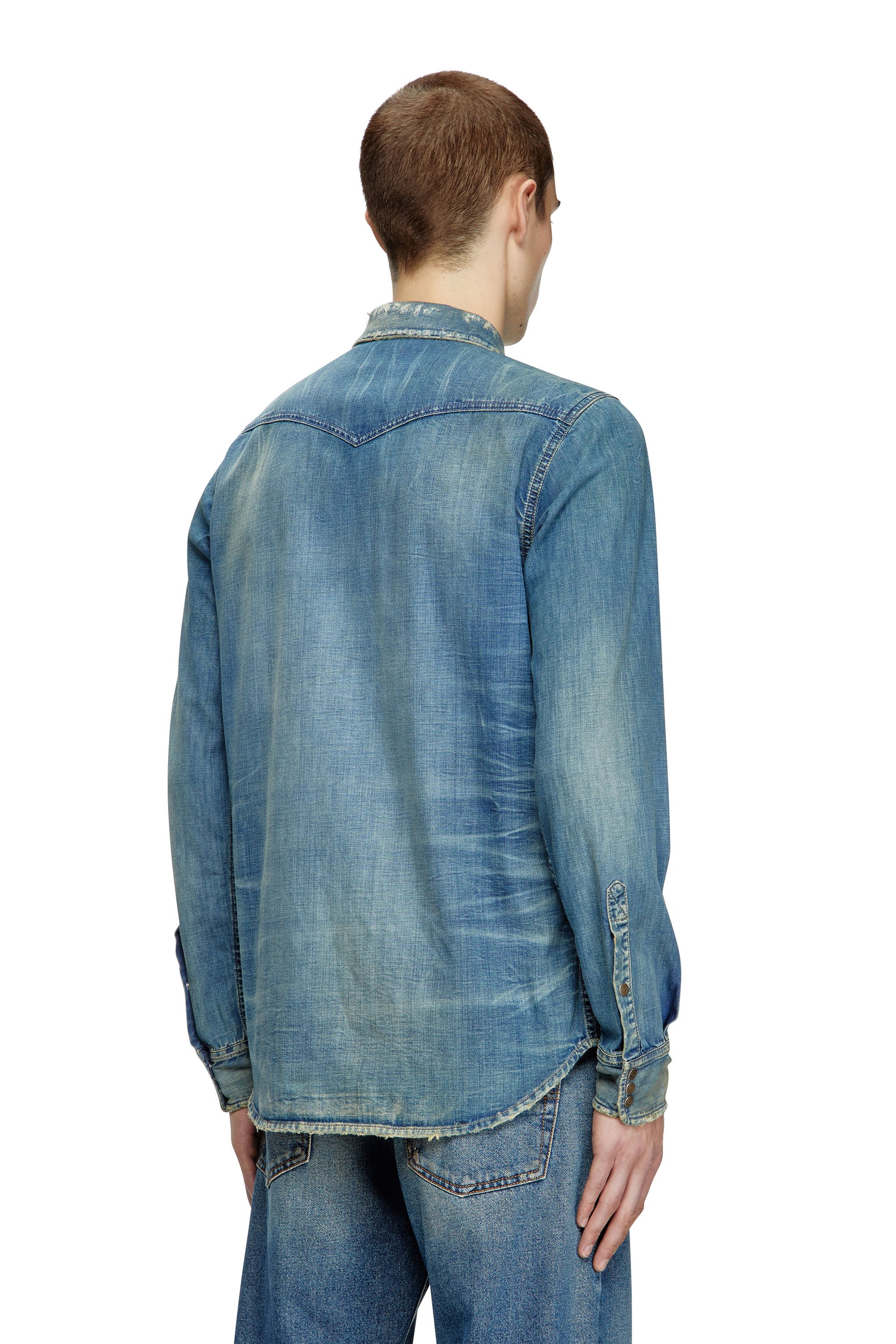 Diesel - D-VEGA, Man's Denim overshirt in Medium blue - 4