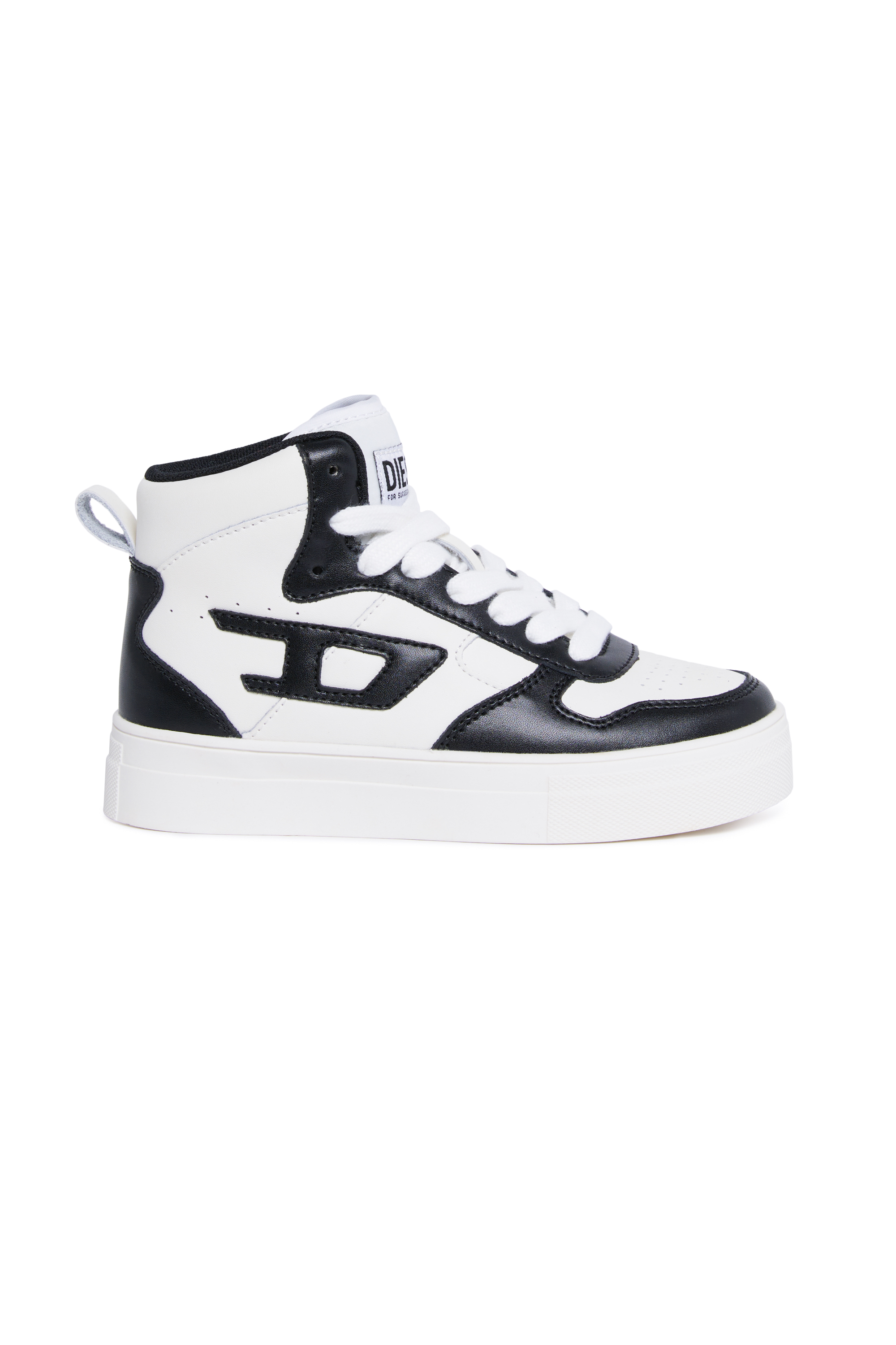 Diesel - S-UKIYO MID 2.0., Unisex's High-top sneakers in perforated leather in White/Black - 2