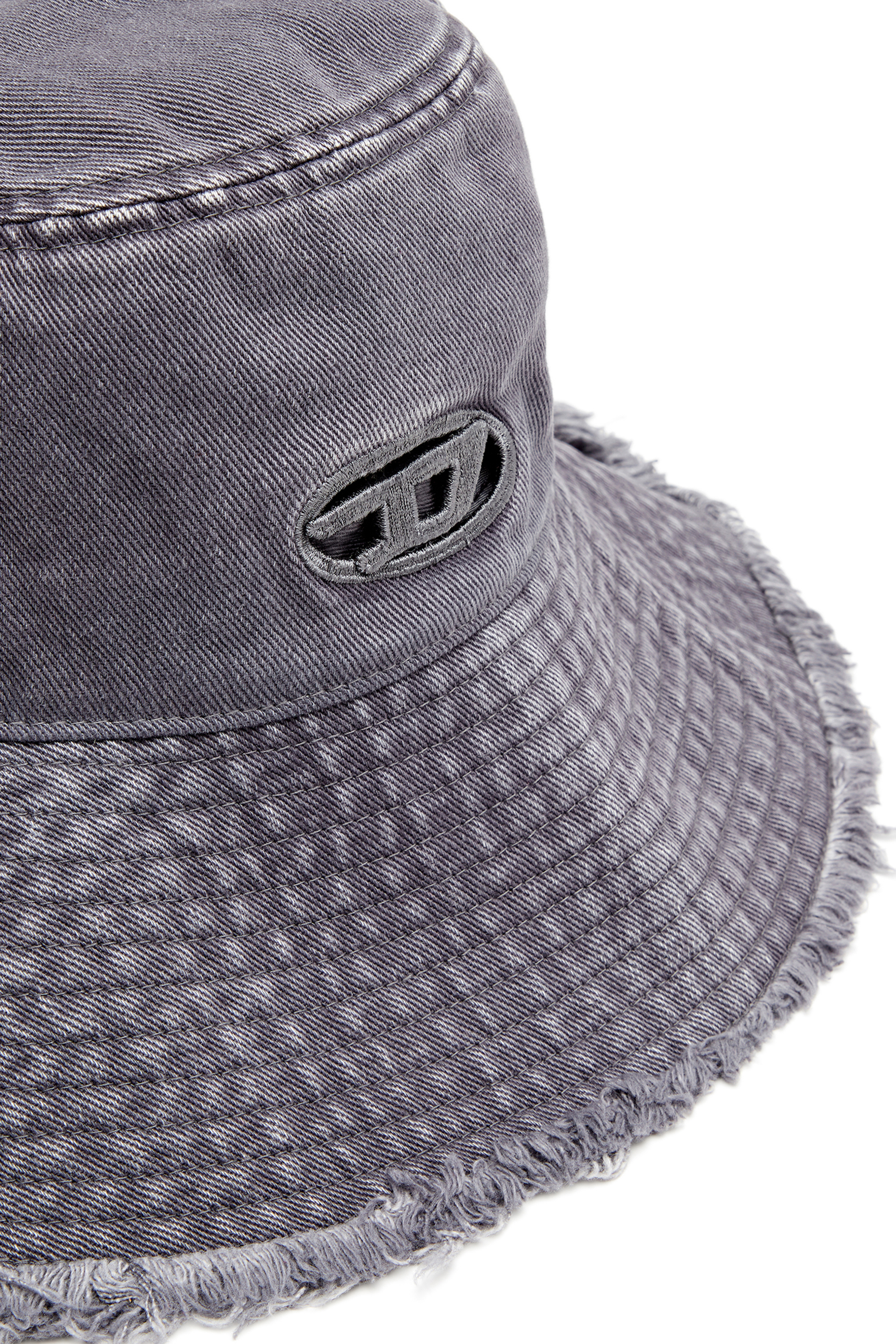 Diesel - C-BUCKET-UTLT, Woman's Bucket hat with cut-out embroidered logo in Grey - 3