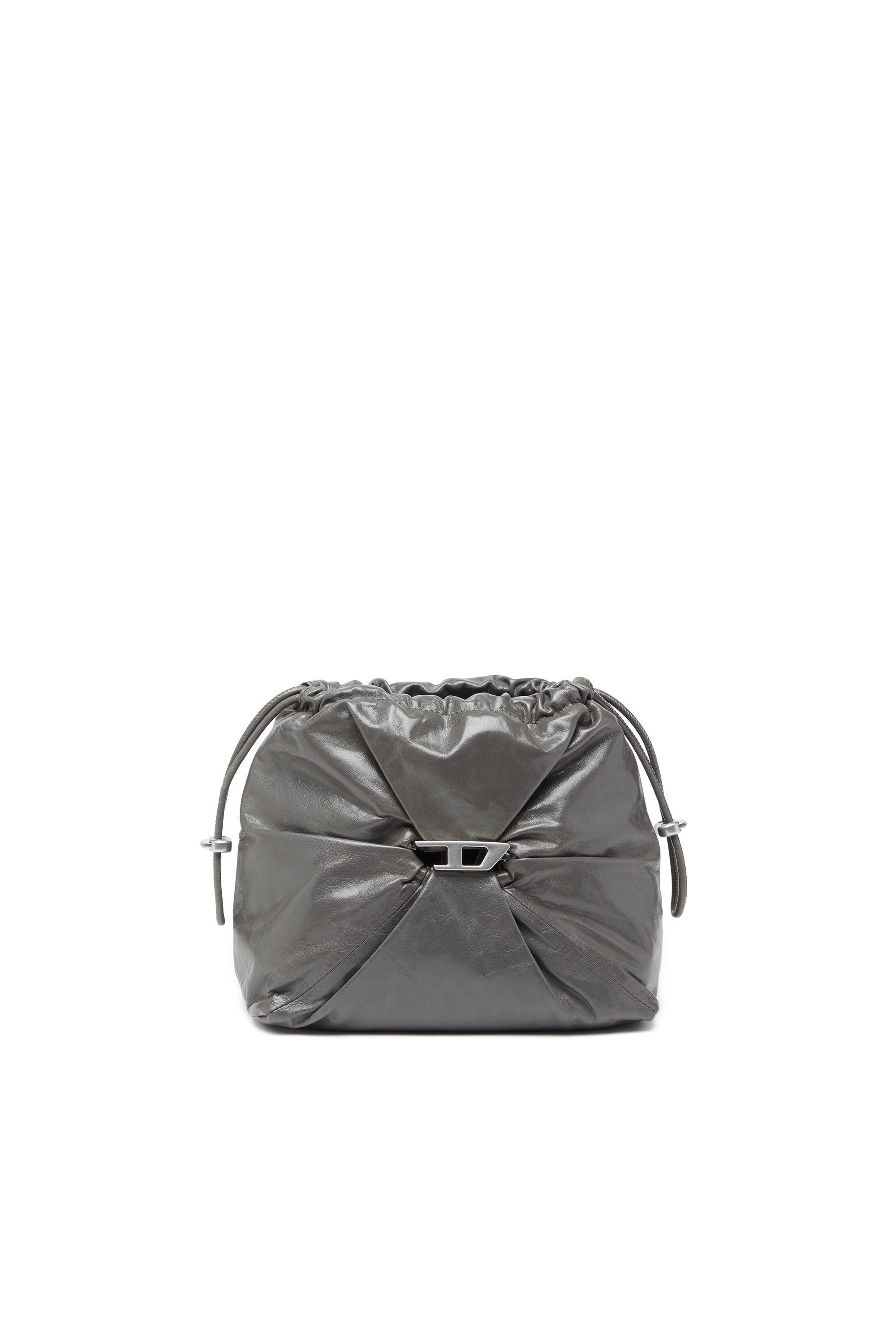 Diesel - SCRUNCH-D BUCKET, Woman's Scrunch-D-Bucket bag in shiny wrinkled leather in Grey - 7