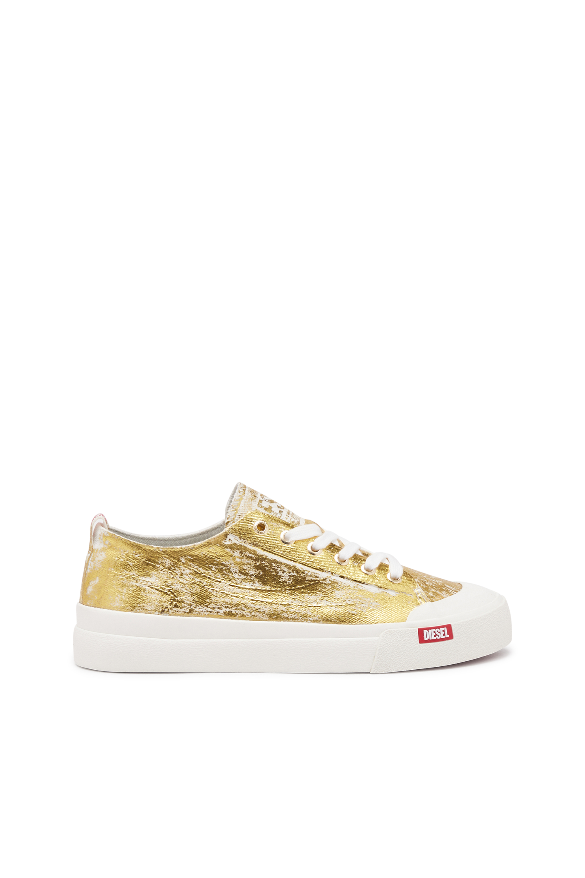Diesel - S-ATHOS LOW W, Woman S-Athos Low-Distressed sneakers in metallic canvas in Oro - Image 1