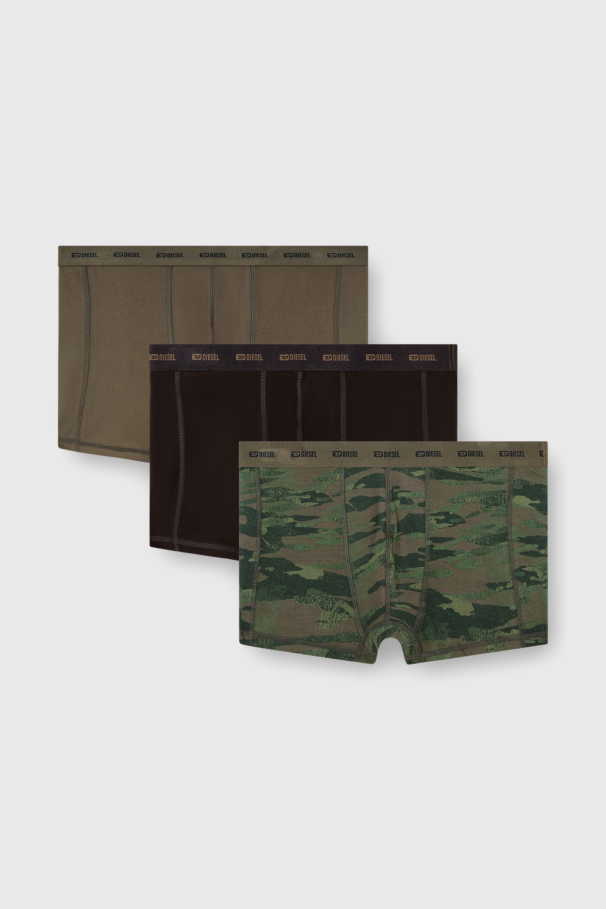 Diesel - DAMIEN-UTLT-3PACK, Man's Three-pack of boxer briefs plain and camo in Green/Black - 1